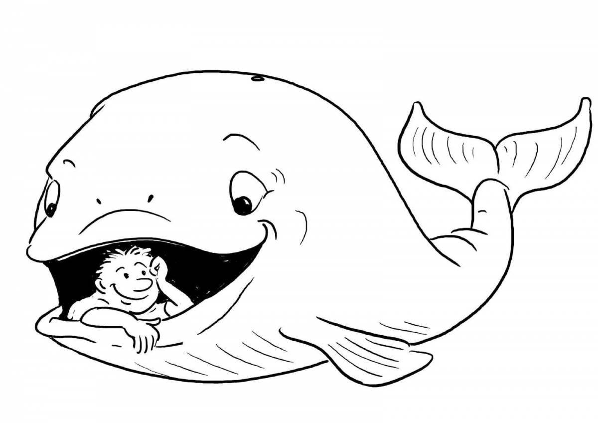 Color-magic blue whale coloring page for kids