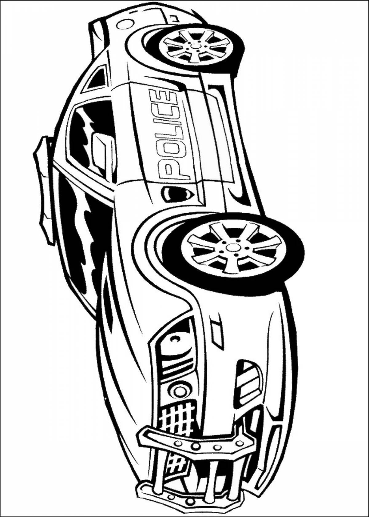 Glowing cars coloring book