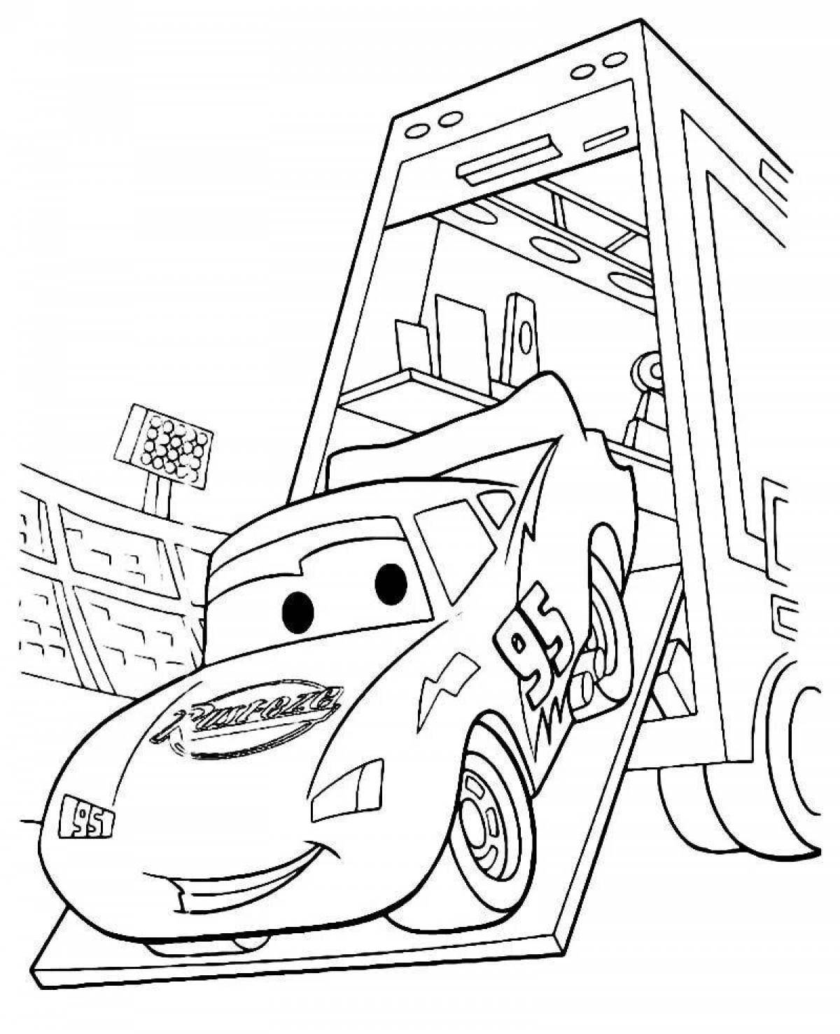 Shiny car makvin coloring pages design