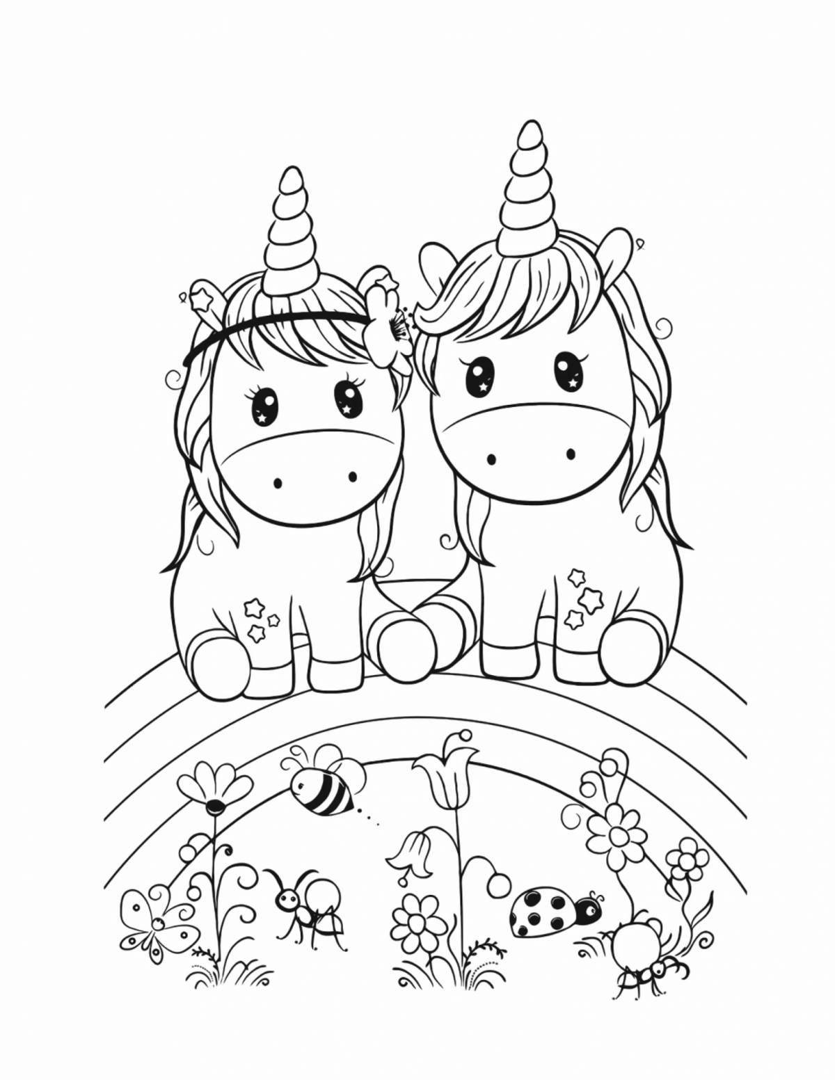 Elegant unicorn cute coloring book for girls