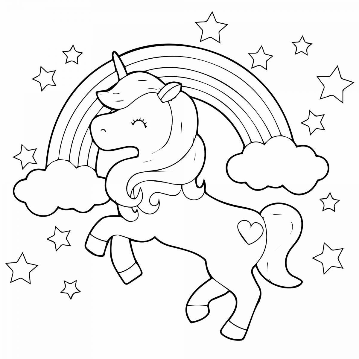 Radiant coloring page for girls unicorn cute