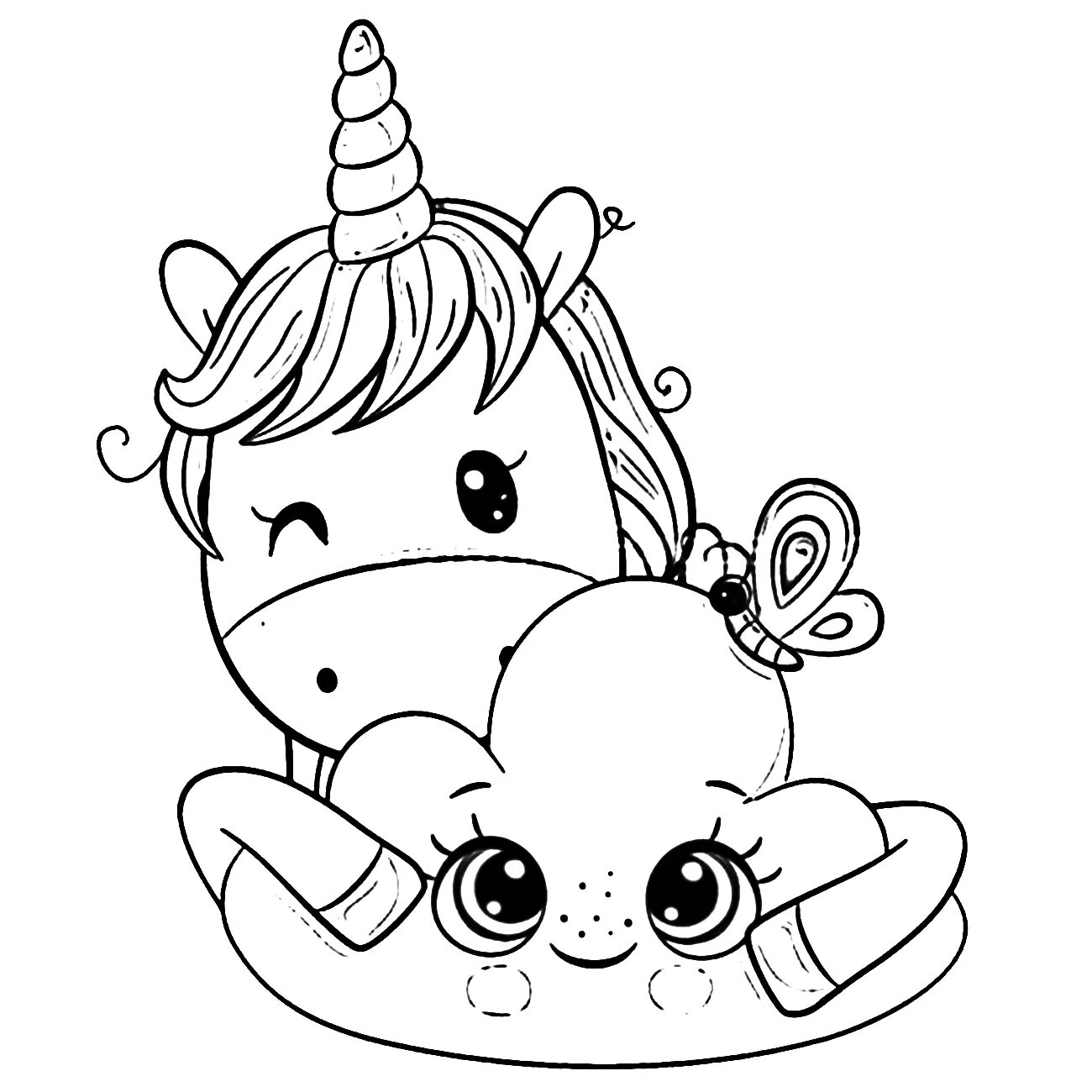 Silly coloring book for girls cute unicorn
