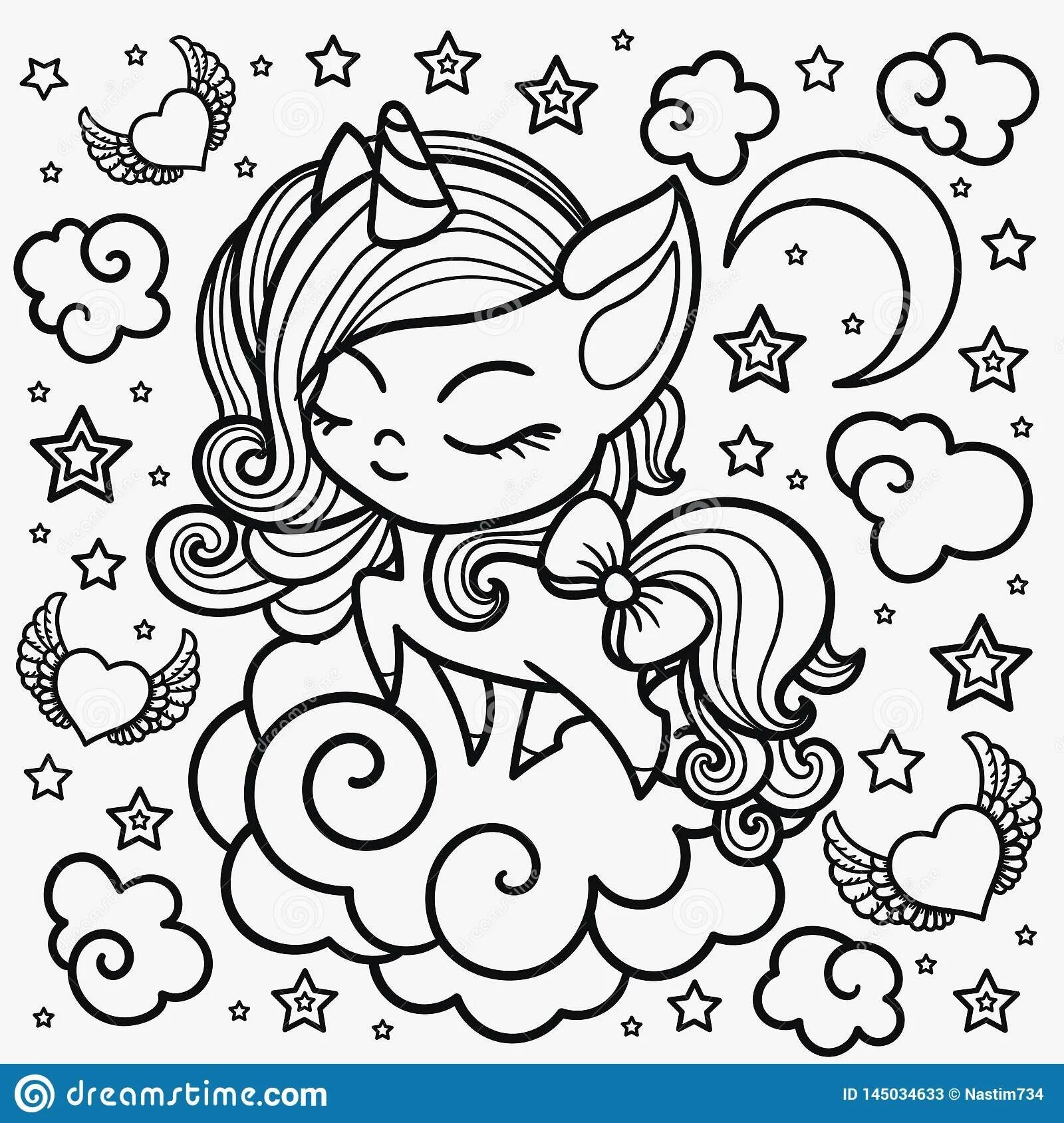Soft coloring for girls unicorn cute