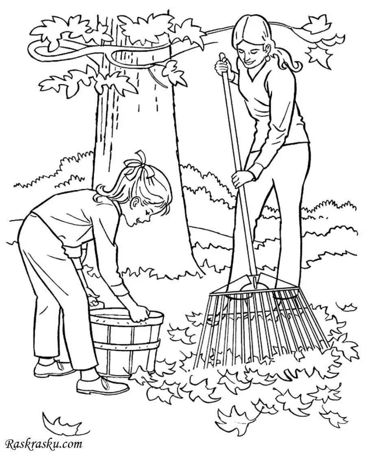 Раскраска Уборка дома для детей #7