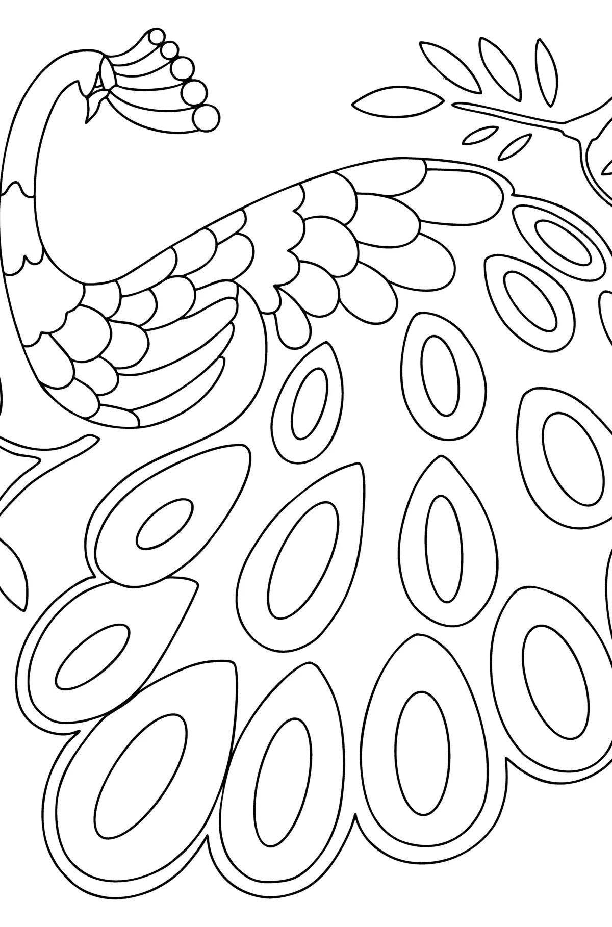 Rampant peacock feather coloring book for kids