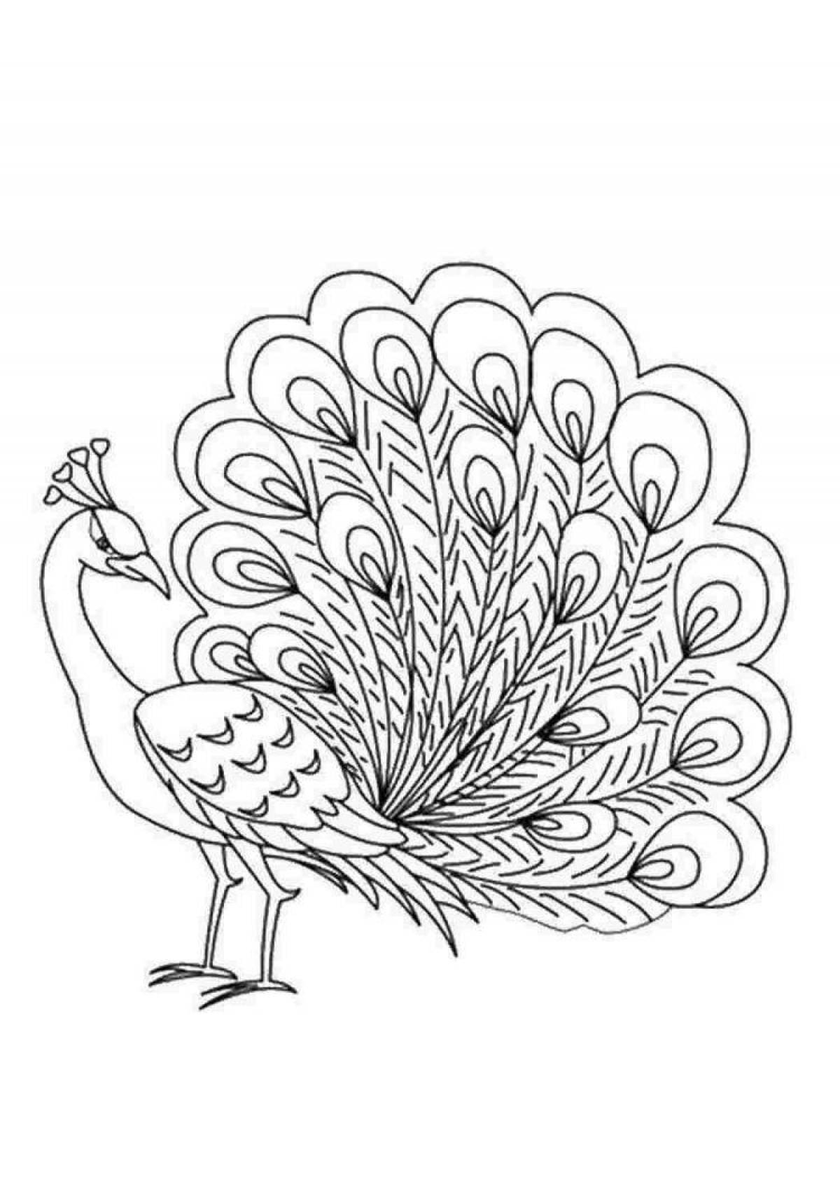 Joyful peacock feather coloring book for kids