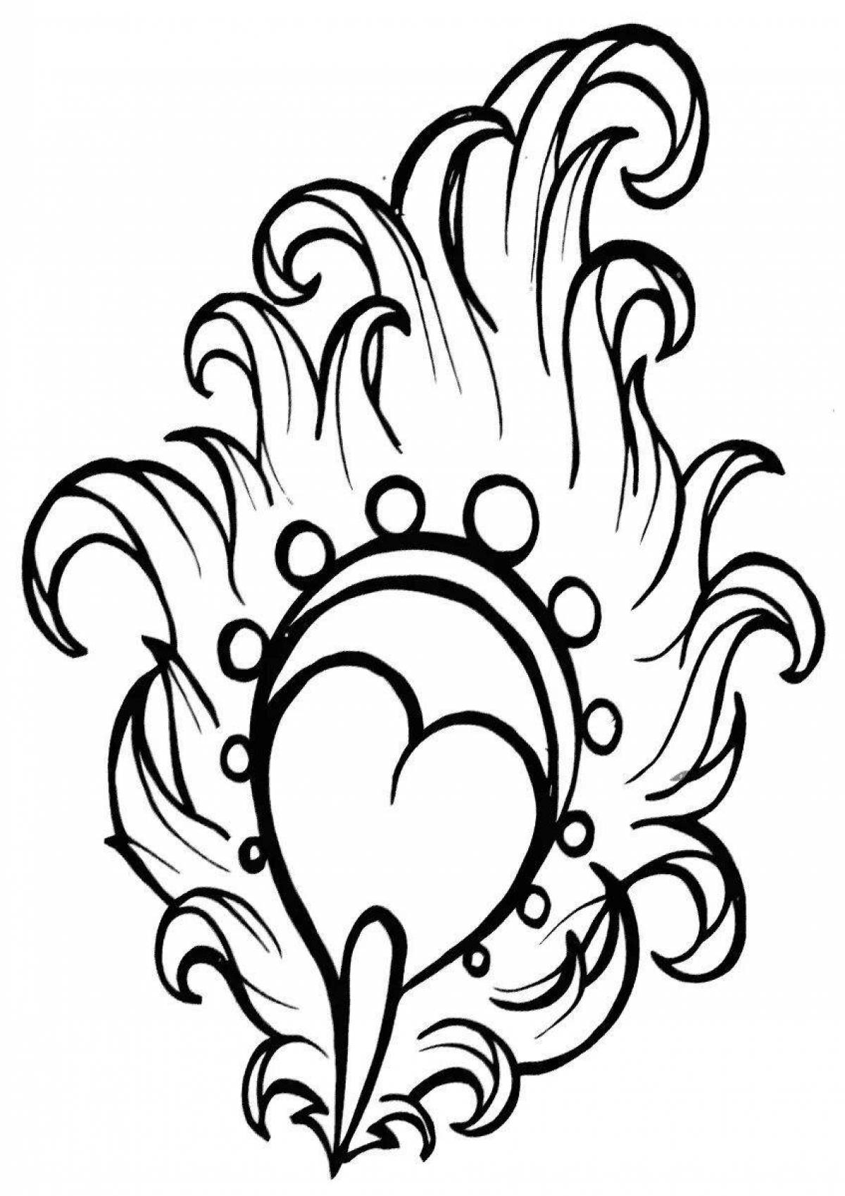 Coloring page elegant peacock feather for kids