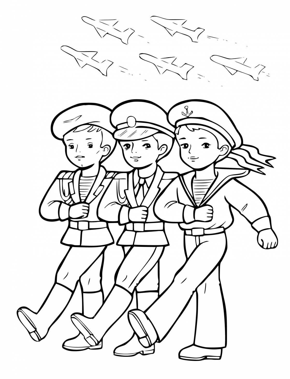 Coloring page rainbow patriotic emblem