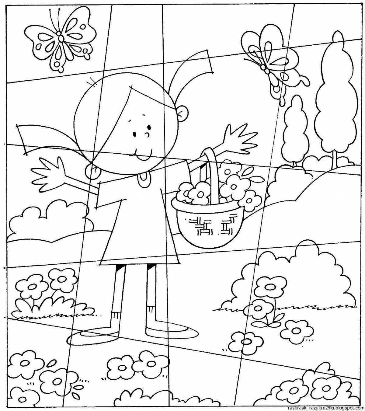 Colorful coloring puzzles and cut-outs