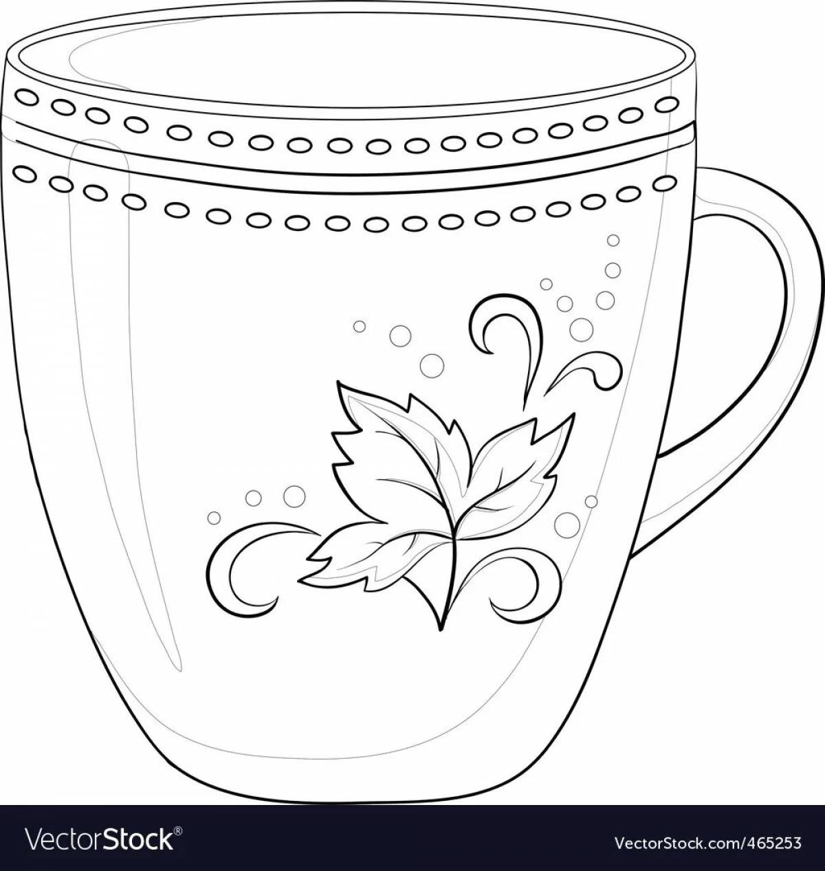 Coloring page graceful gzhel mug
