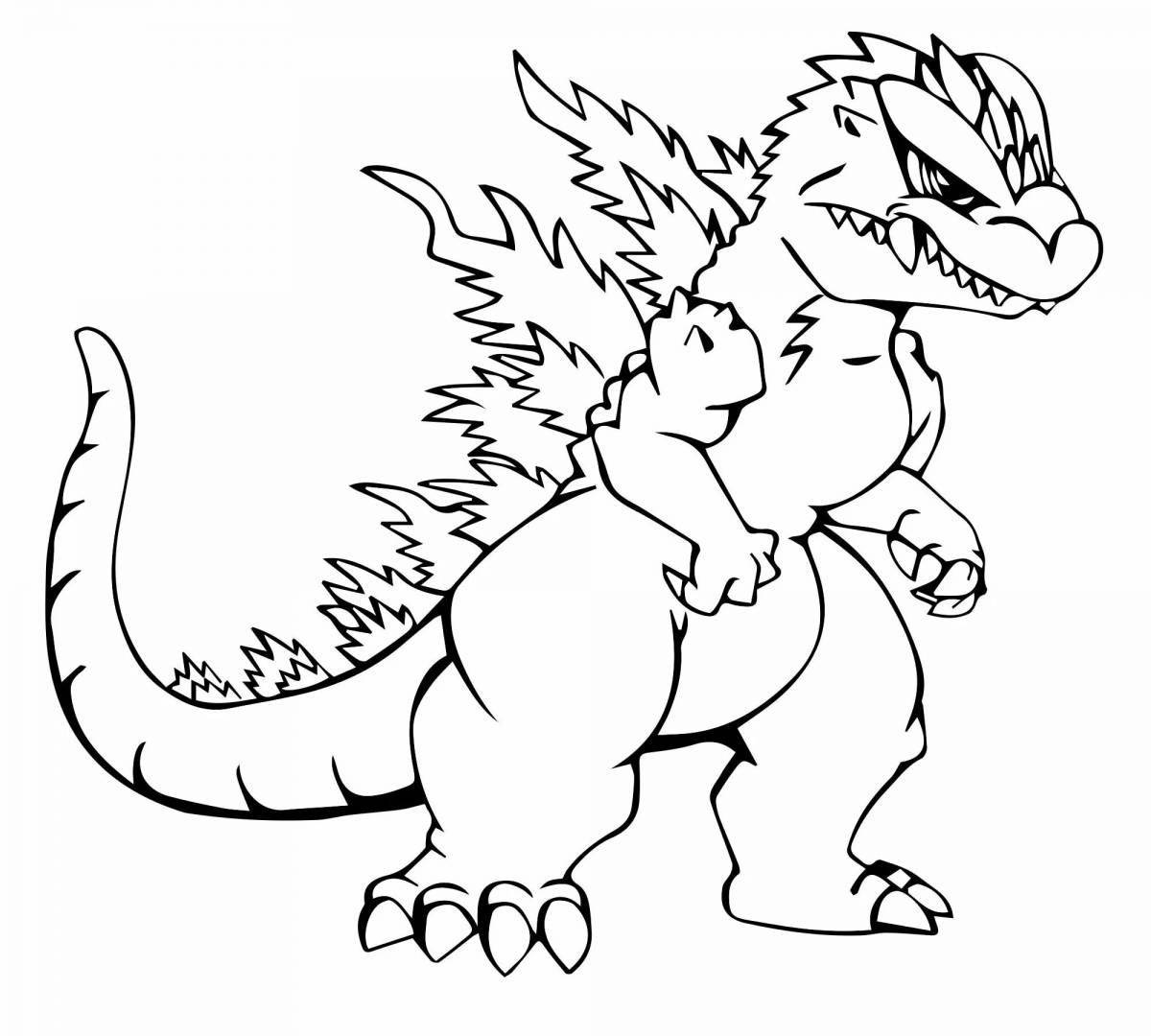 Photo Glorious Godzilla and Kingidora coloring page