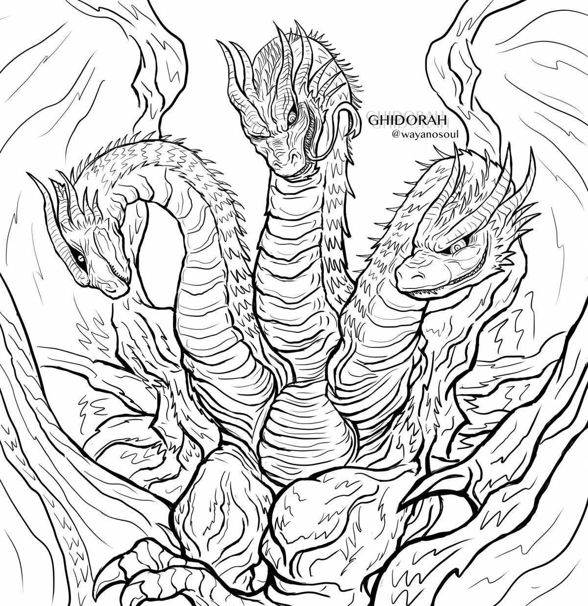 Awesome Godzilla and Kingidora coloring book