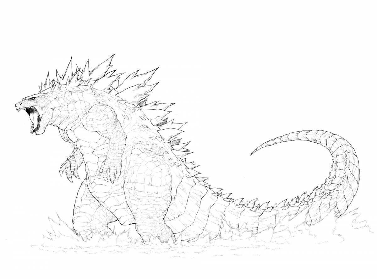 Coloring book magnanimous godzilla and kingidora