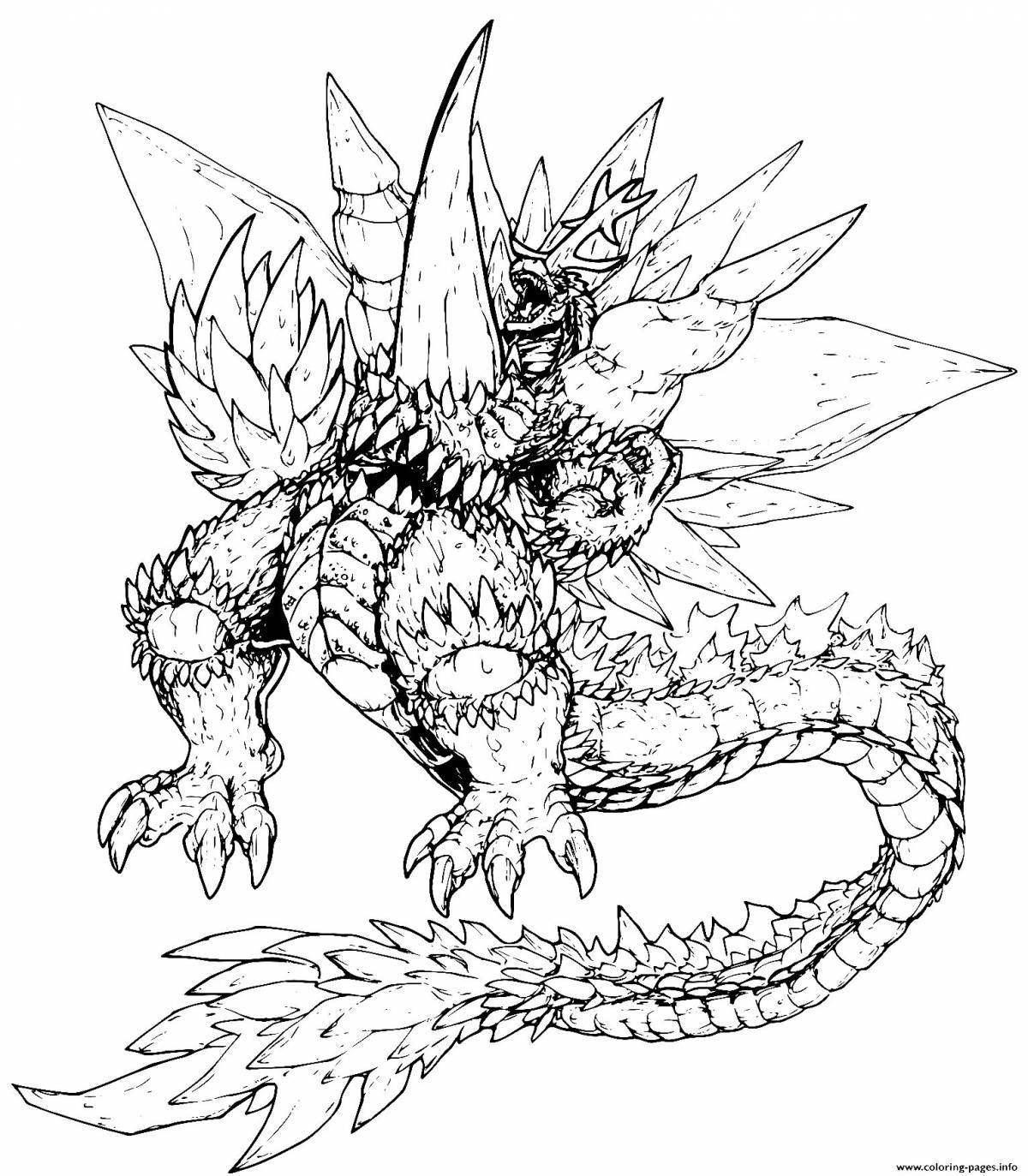 Fascinating Godzilla and Kingidora coloring book