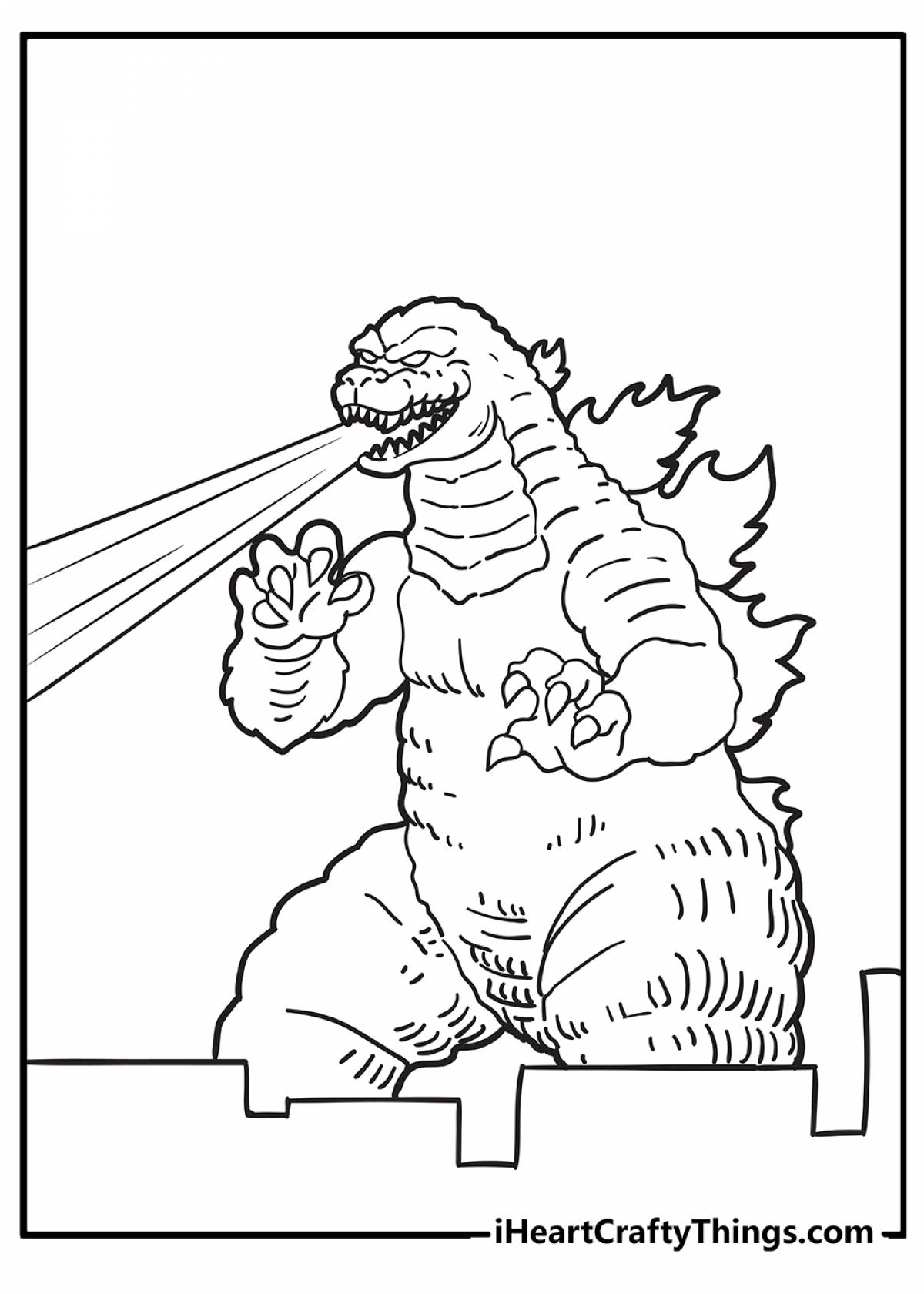 Adorable Godzilla and Kingidora coloring book