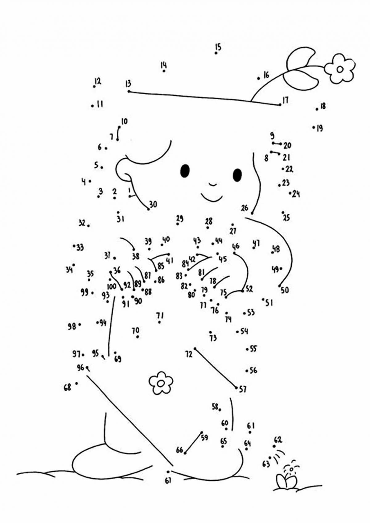 Charming connect lines by numbers coloring book