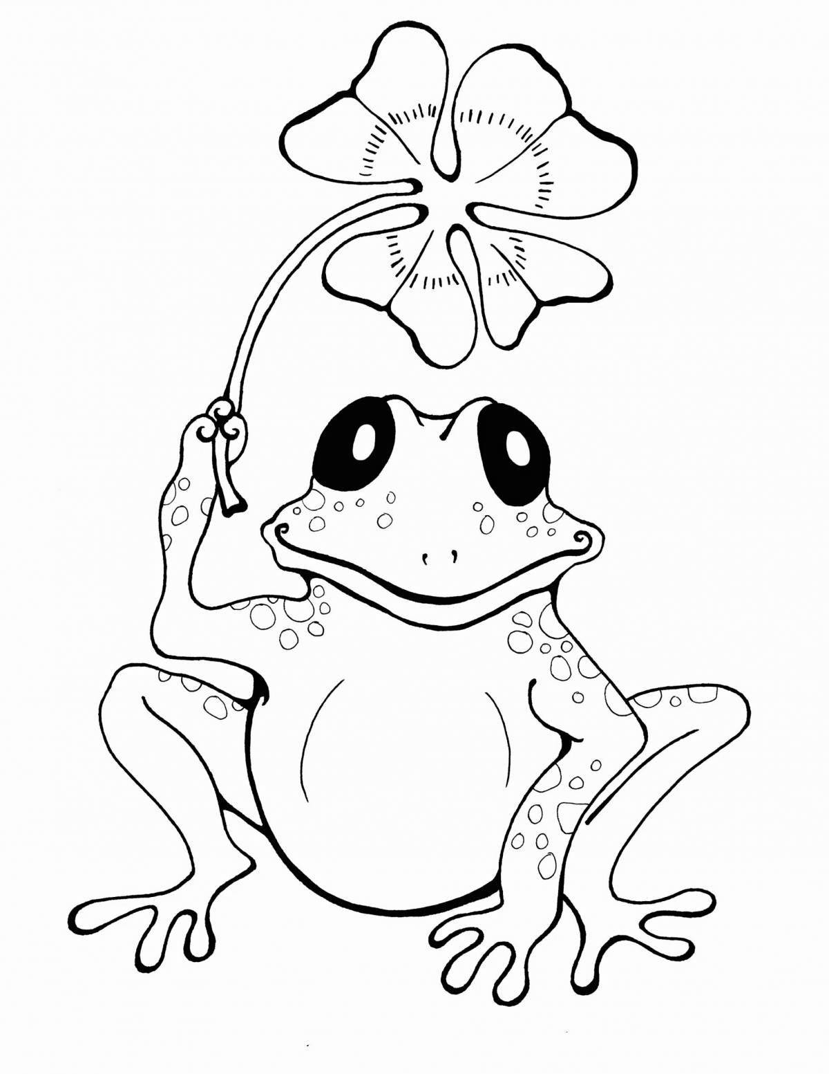 Веселая раскраска милая лягушка