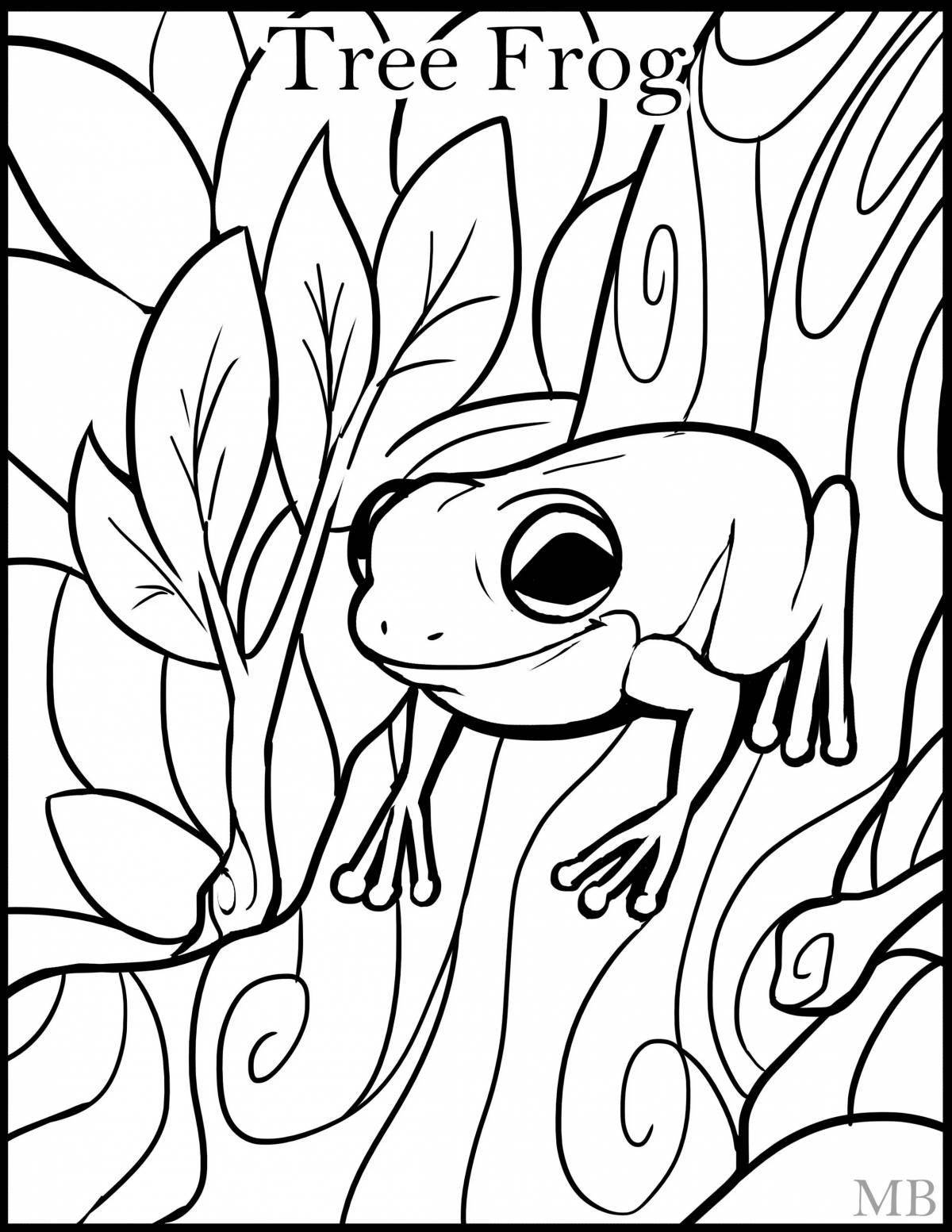 Выразительная раскраска симпатичная лягушка