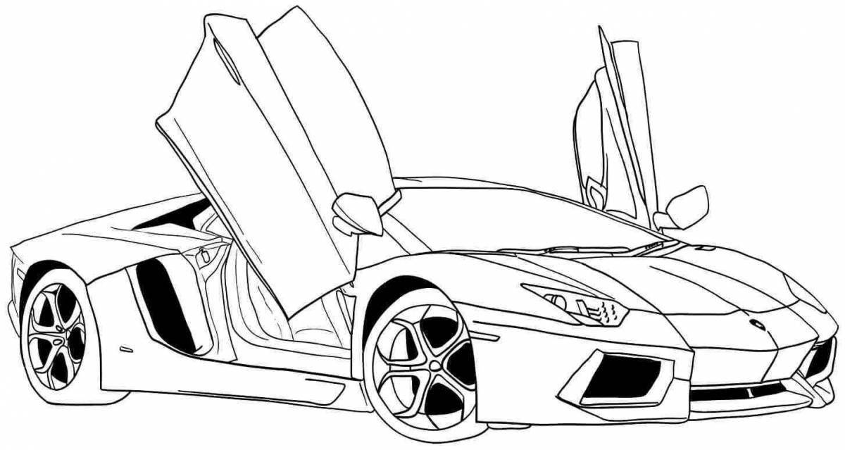 Race car coloring page with colorful shades