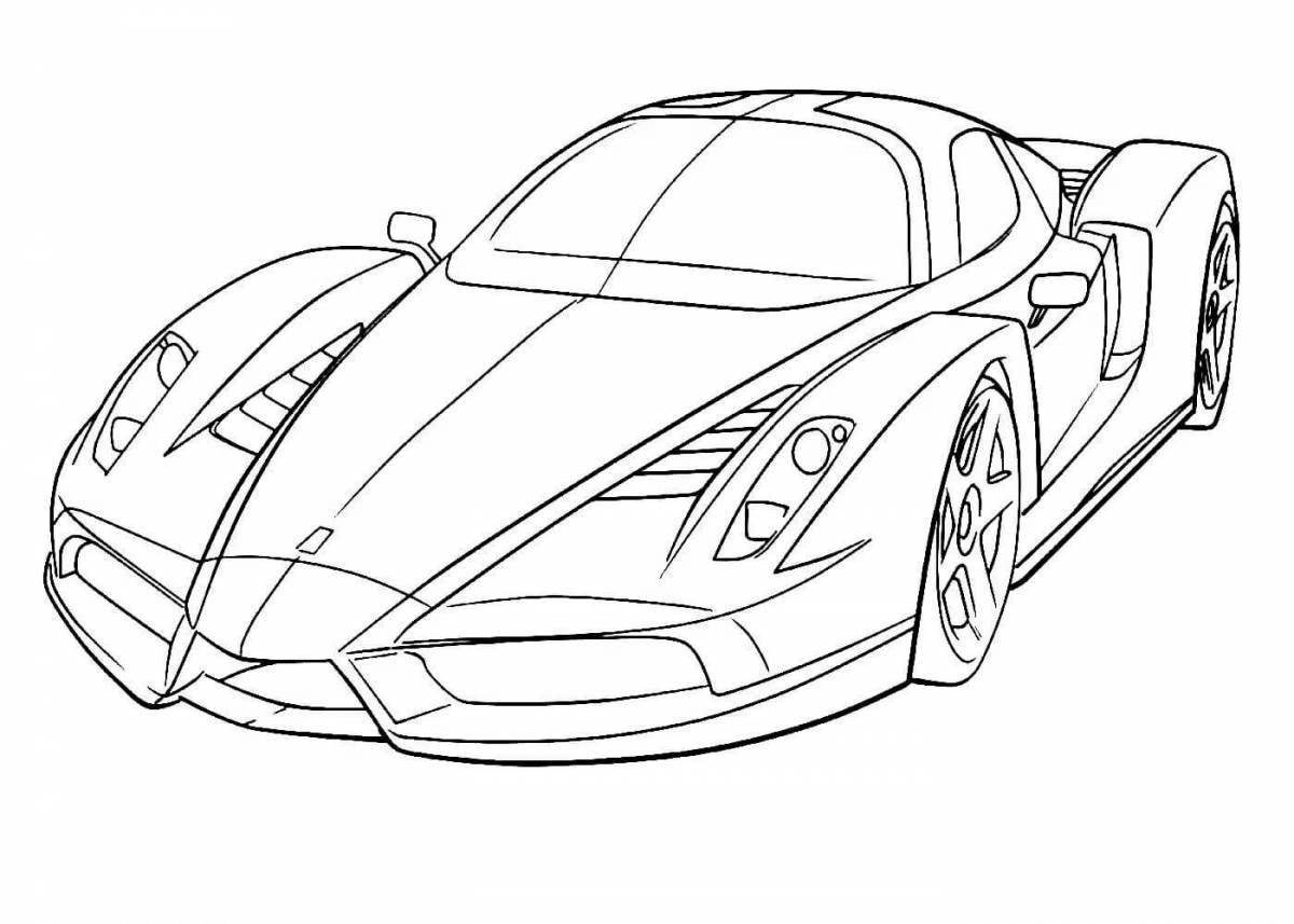 Richly pigmented racing car coloring page