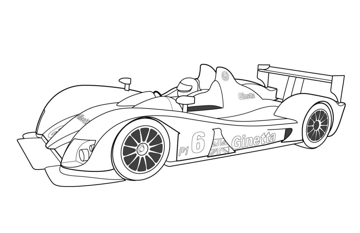 Intricate racing car coloring page