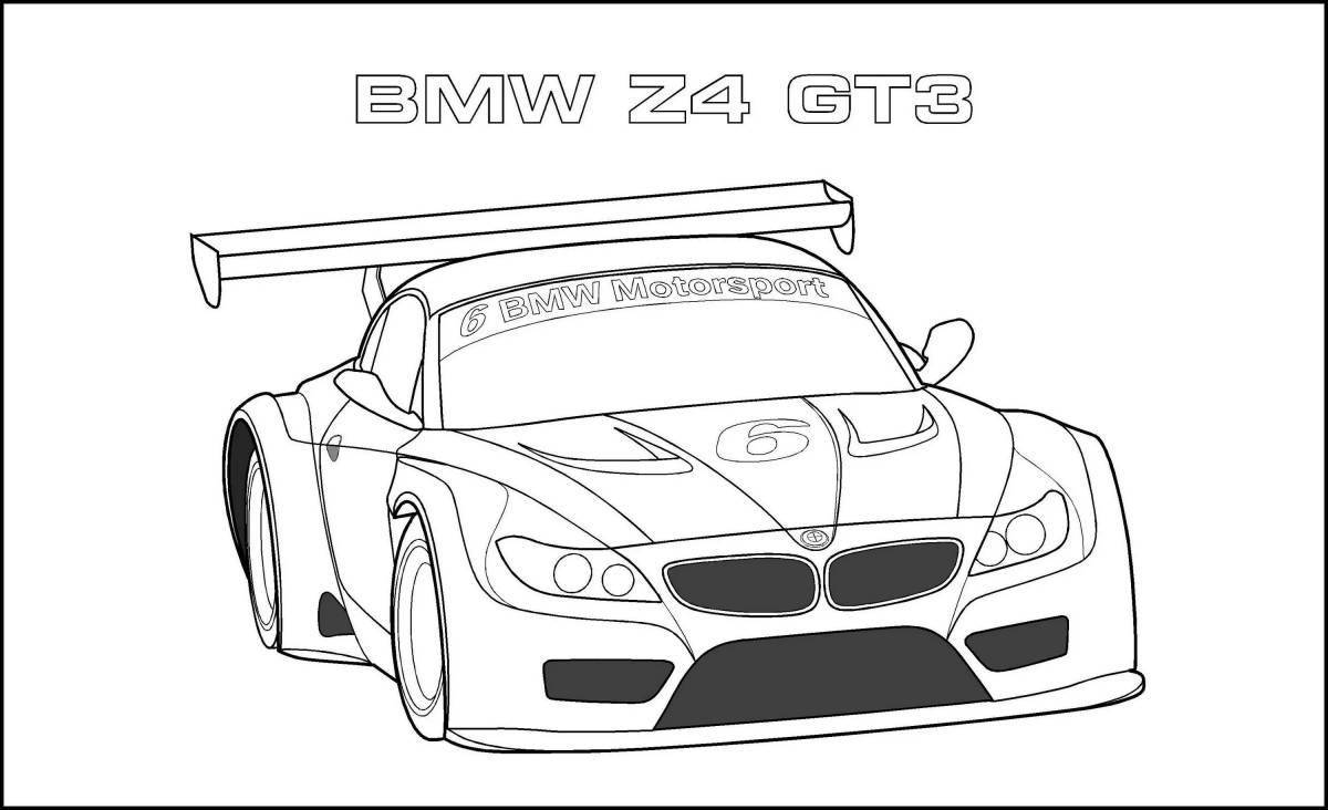 Brilliantly textured racing car coloring page