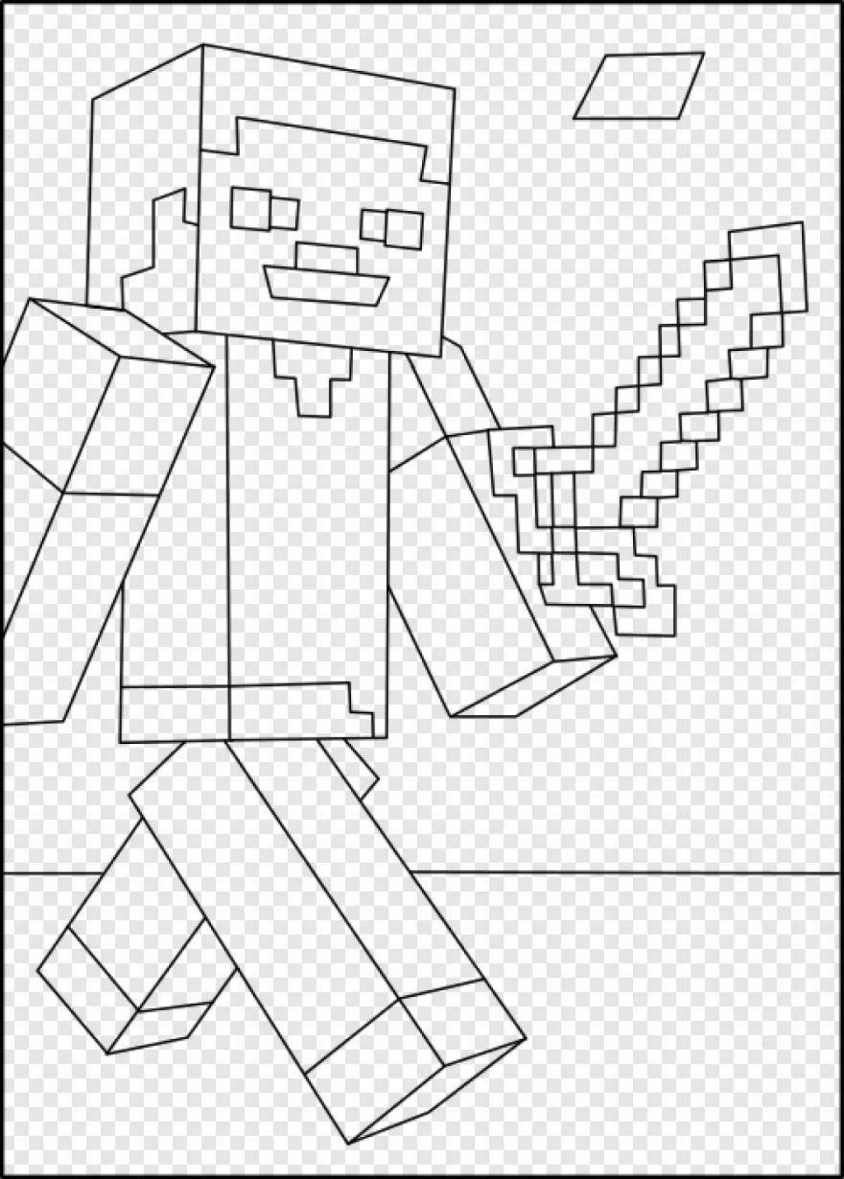 Intense minecraft steve with a gun