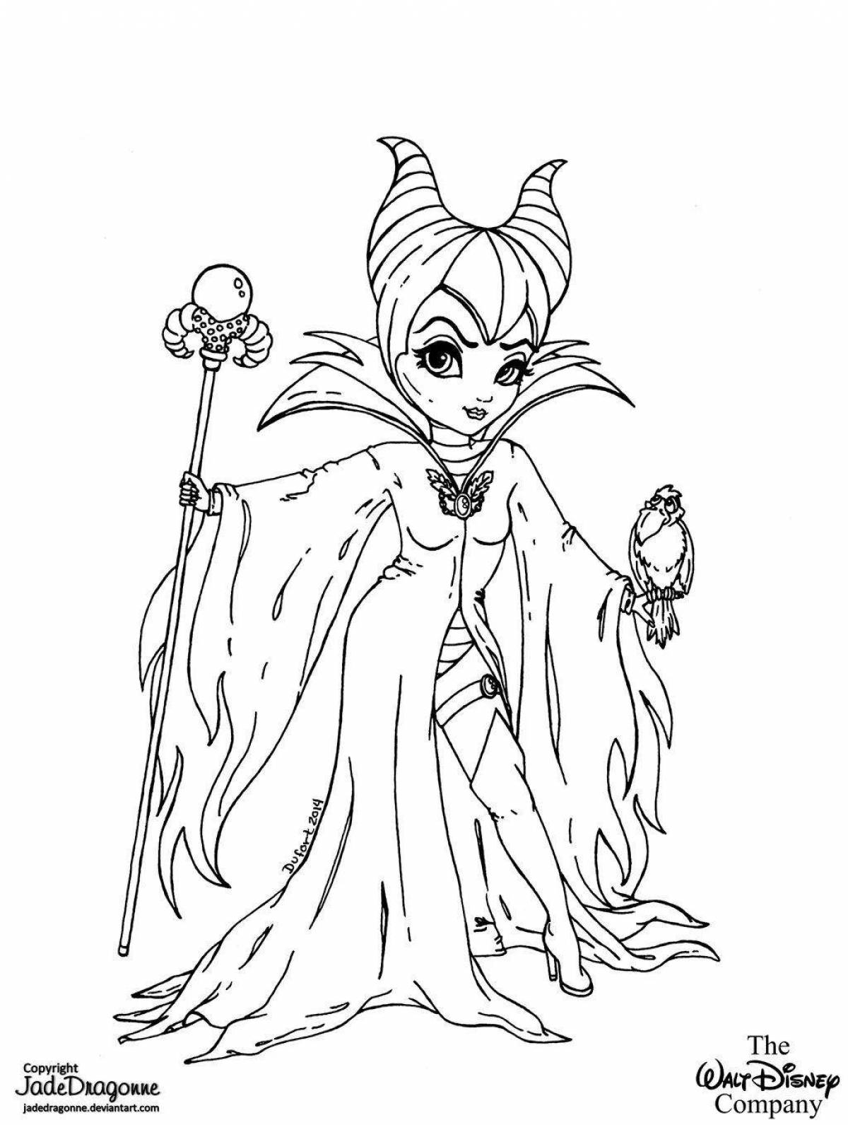 Maleficent coloring page for kids
