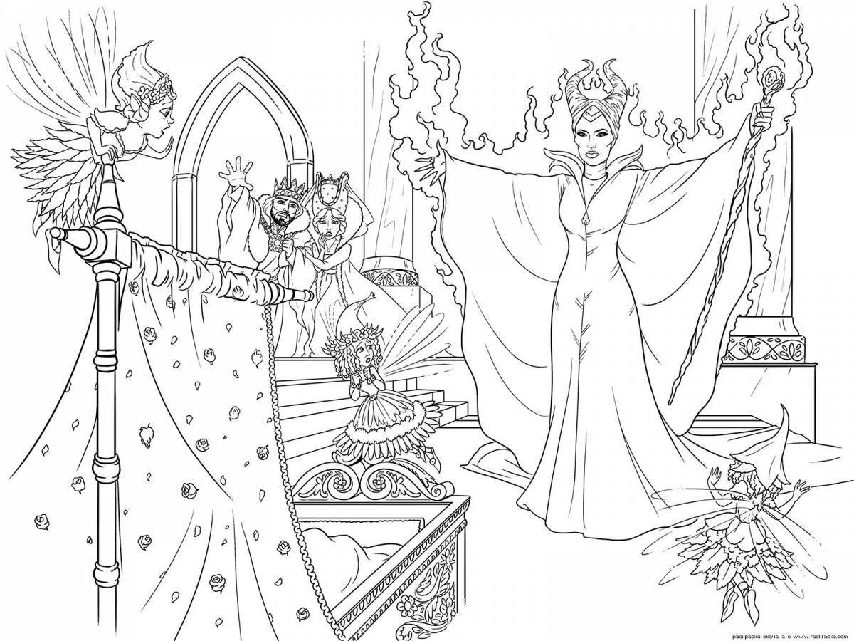 Playful maleficent coloring for kids