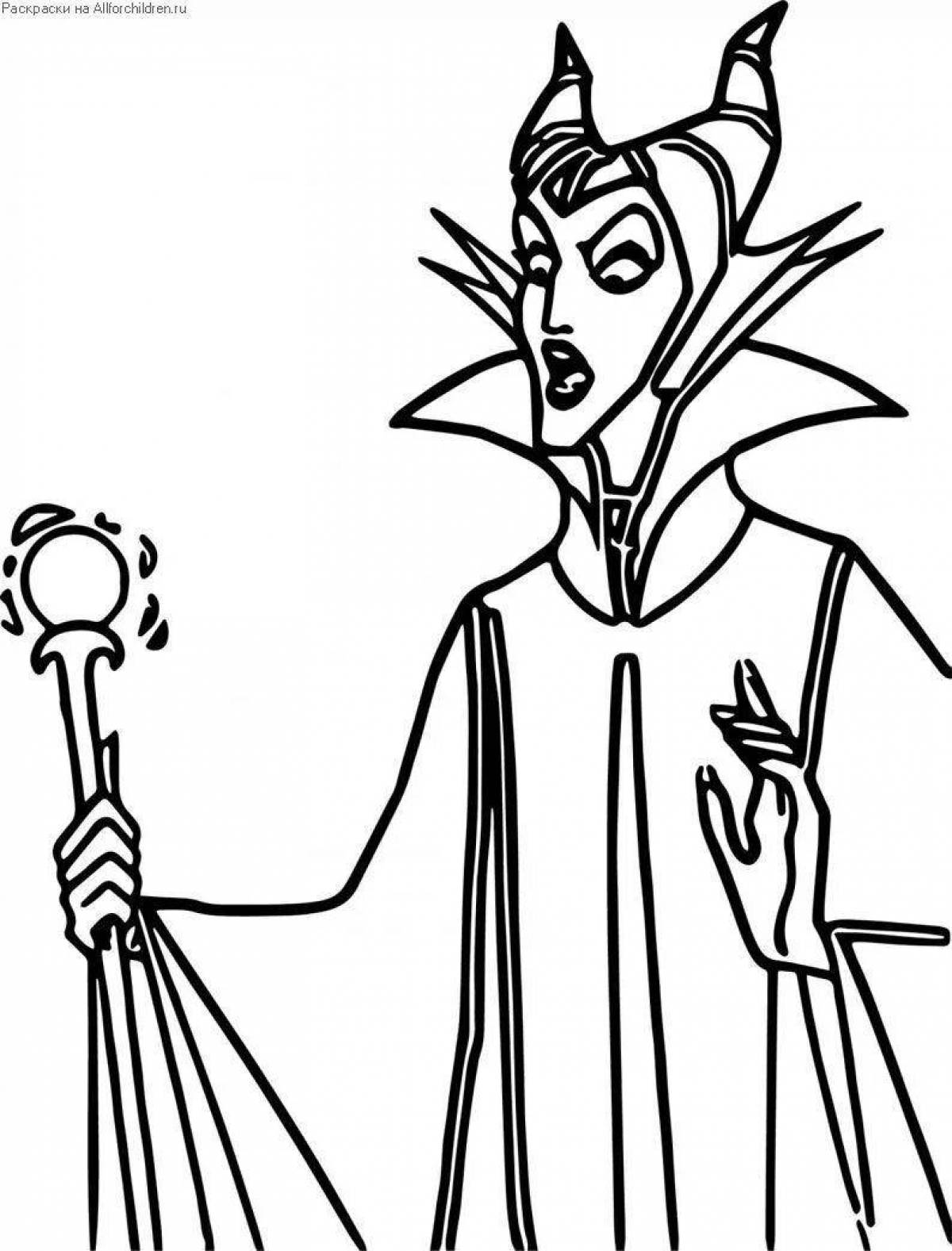 Joyful maleficent coloring for kids