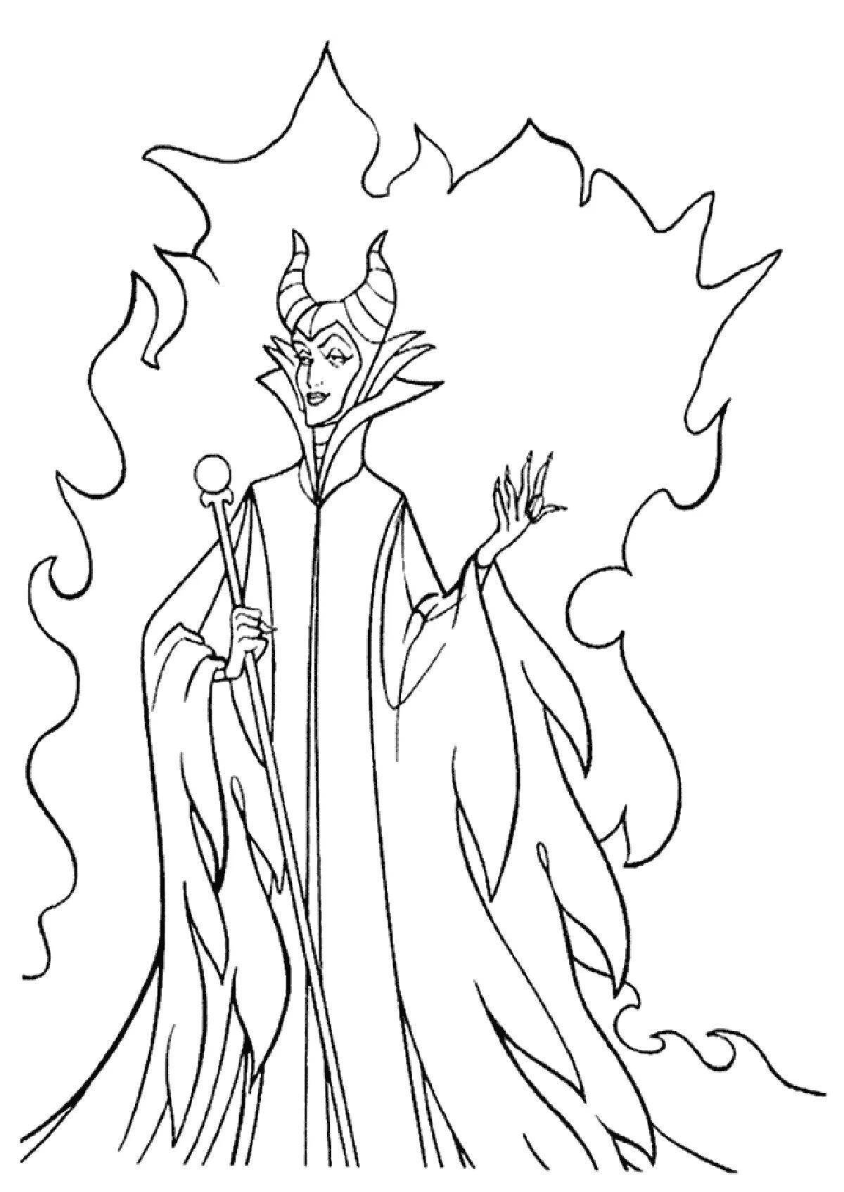 Fancy maleficent coloring for kids