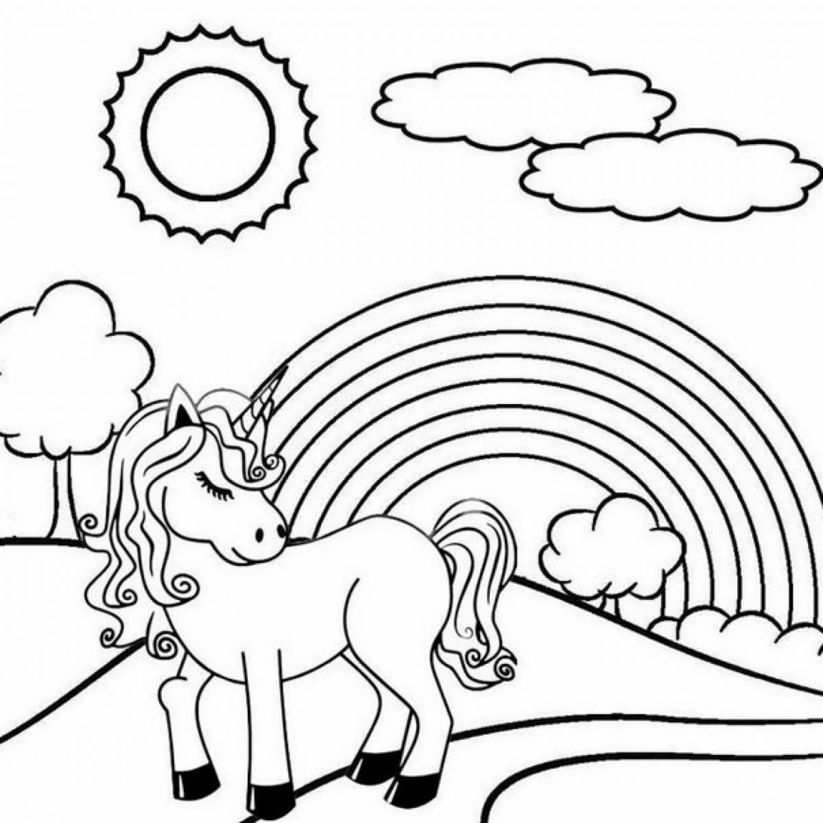 Sparkling rainbow friends coloring page