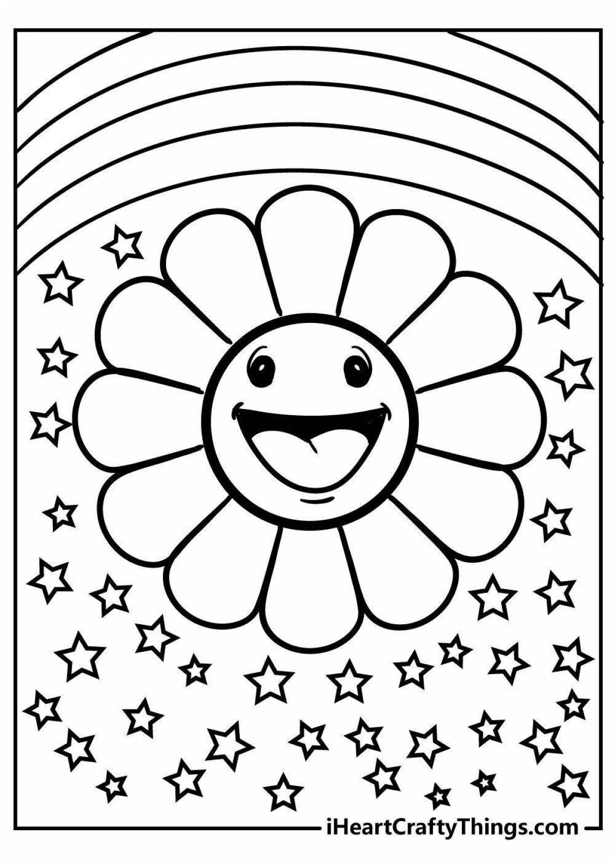 Colourful colorful rainbow friends coloring page