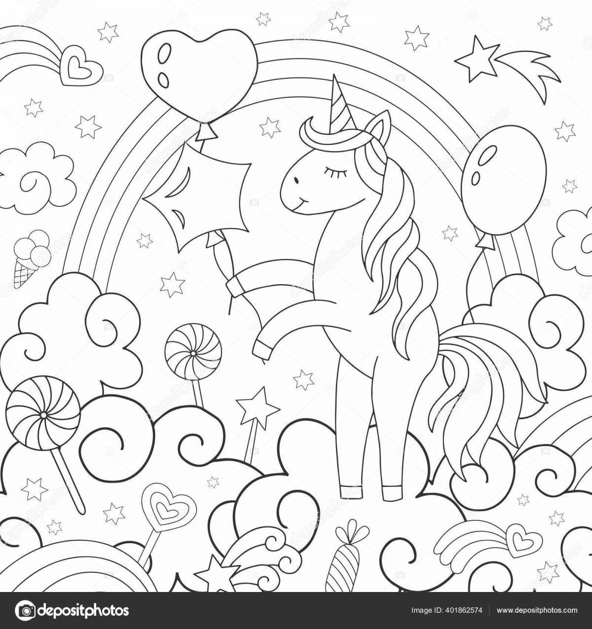 Colorful adorable rainbow friends coloring page