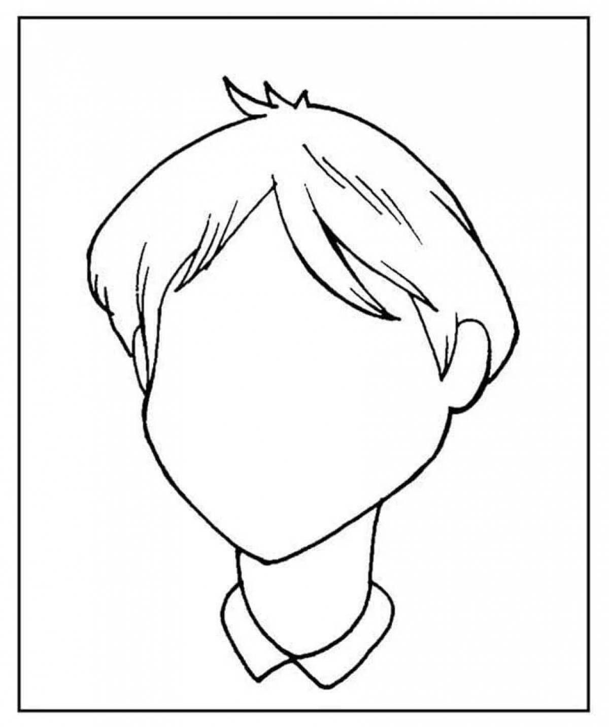 Happy coloring page boy face for children
