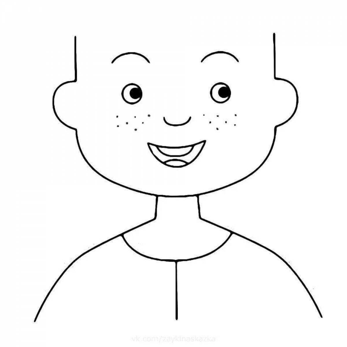 Анимированная раскраска лица мальчика для детей