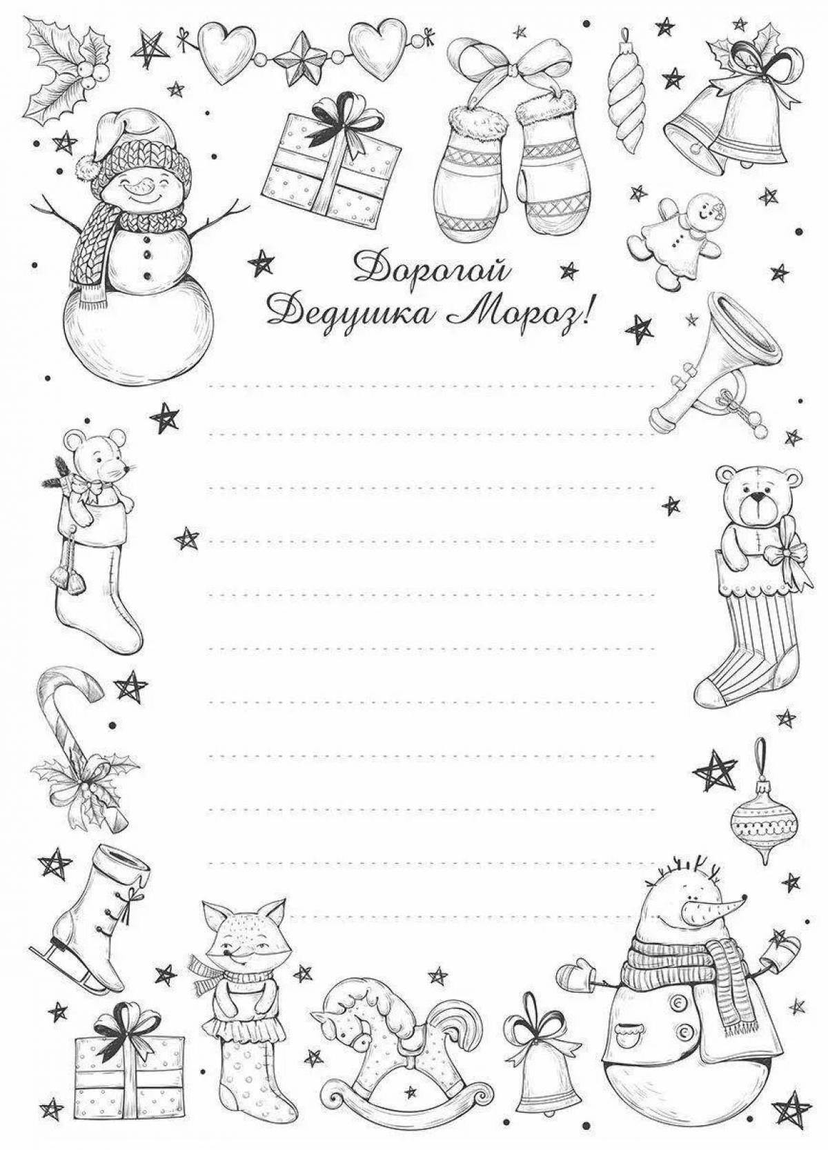 Playful coloring letter to santa claus template