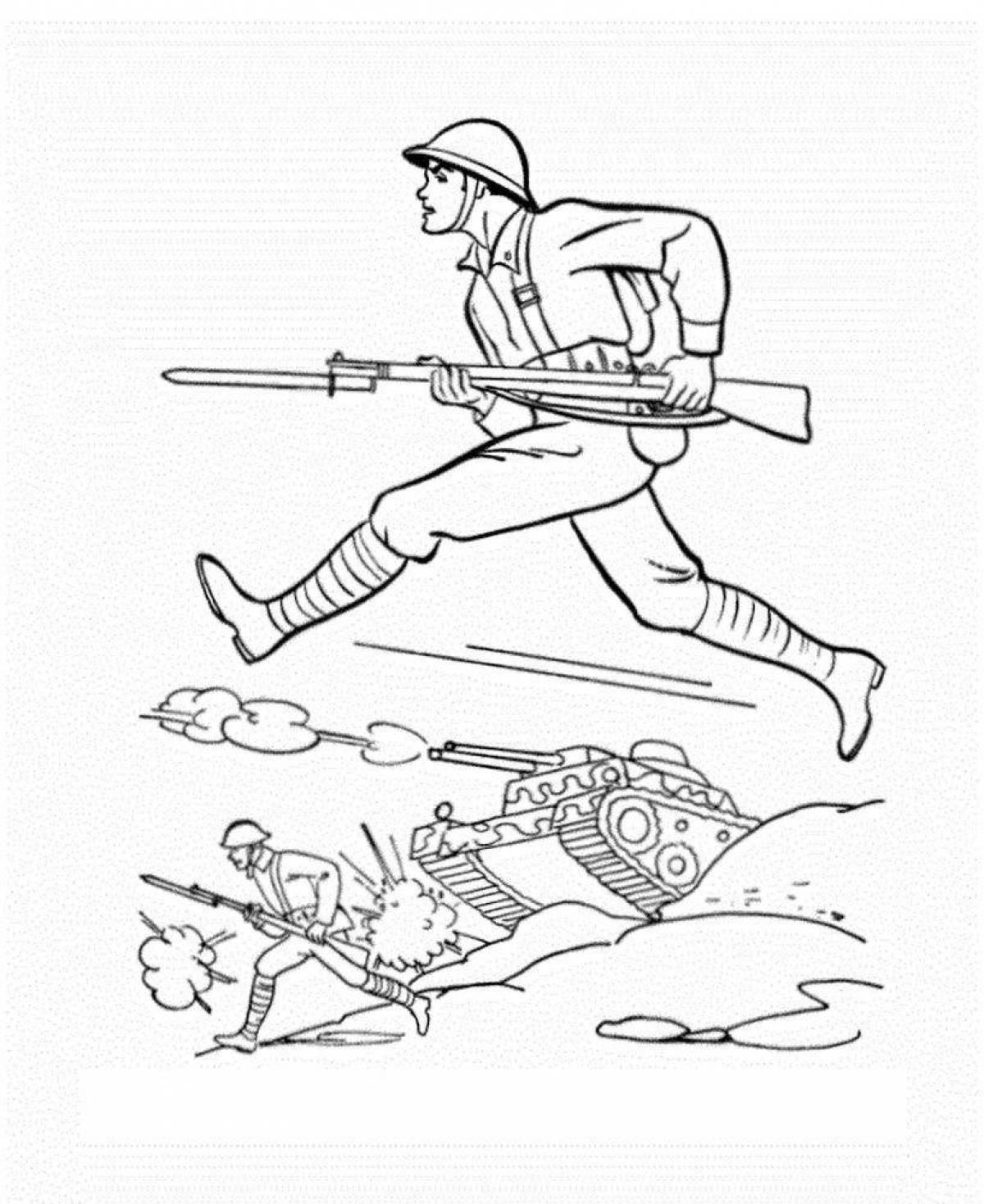 Playful army drawing of children