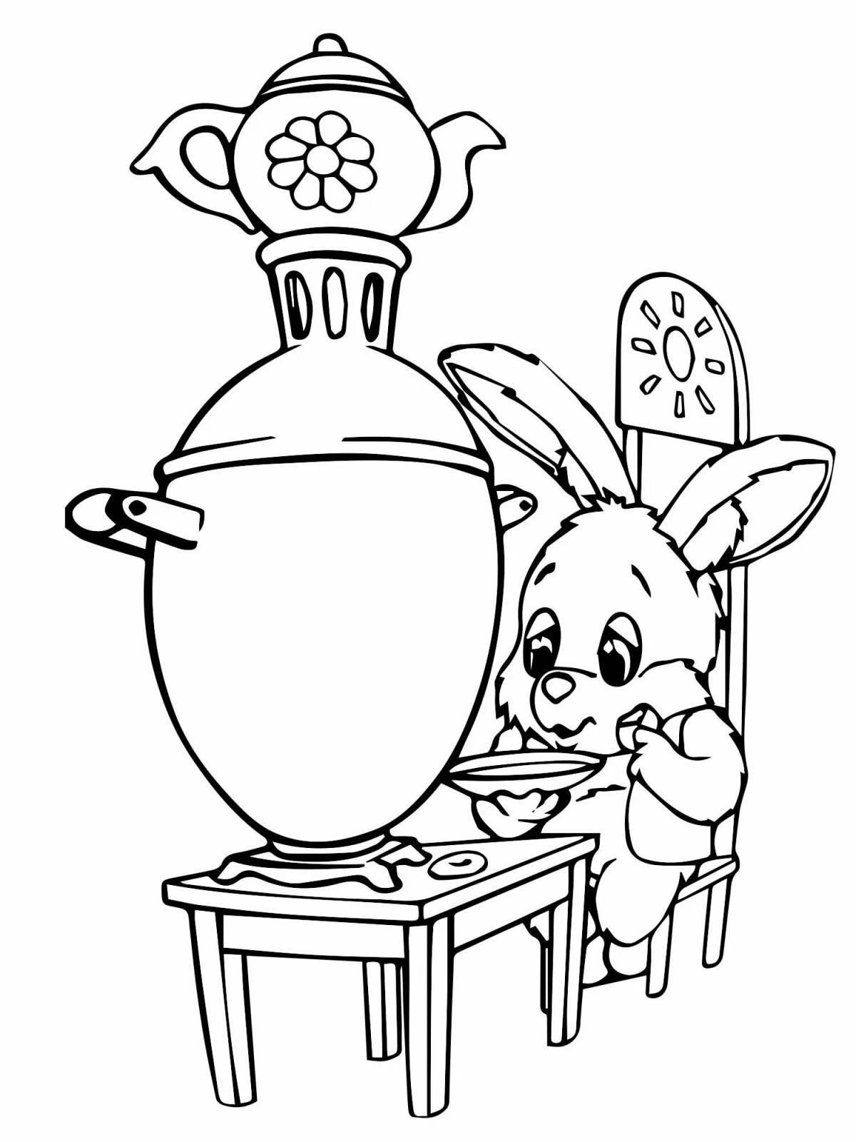Bright drawing of a samovar for children
