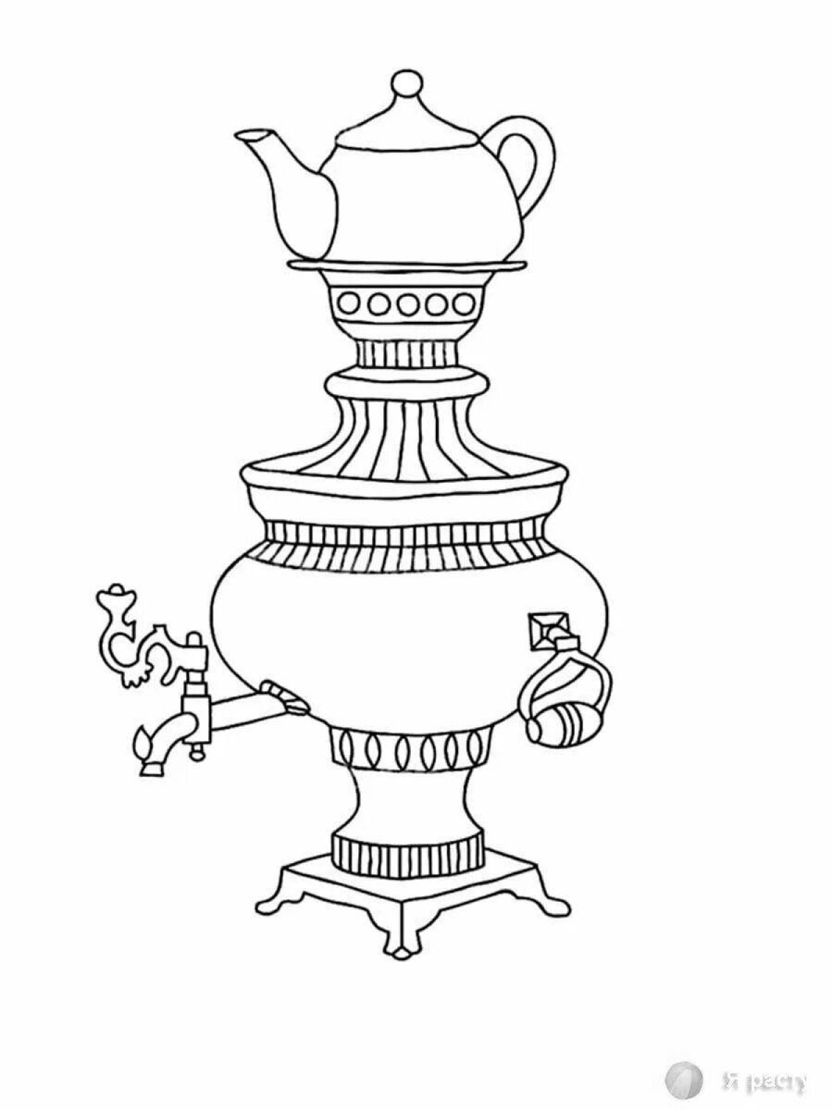 Magic drawing of a samovar for children