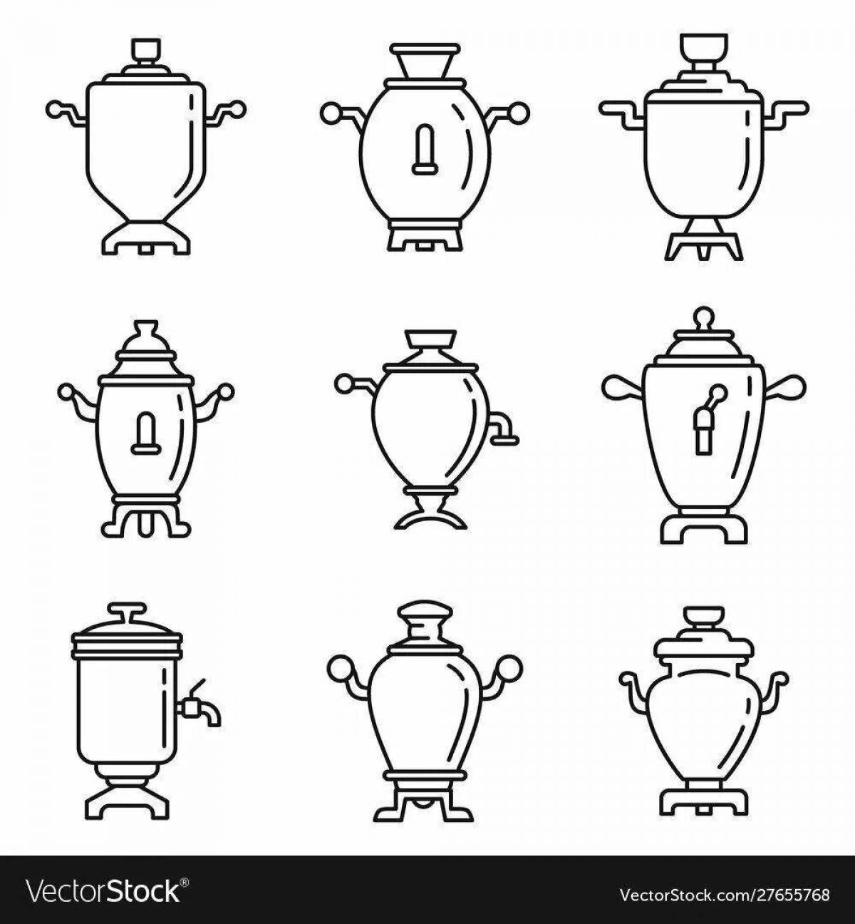 Delightful drawing of a samovar for children