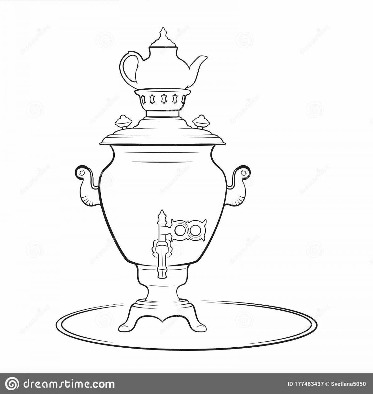 Awesome drawing of a samovar for kids