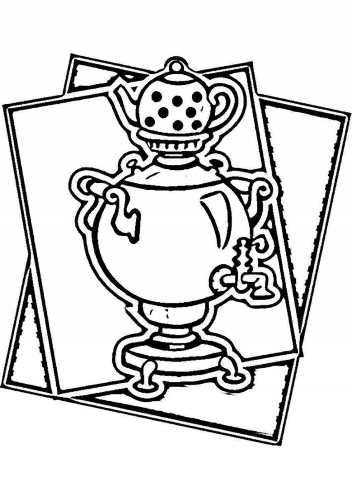 A wonderful drawing of a samovar for children