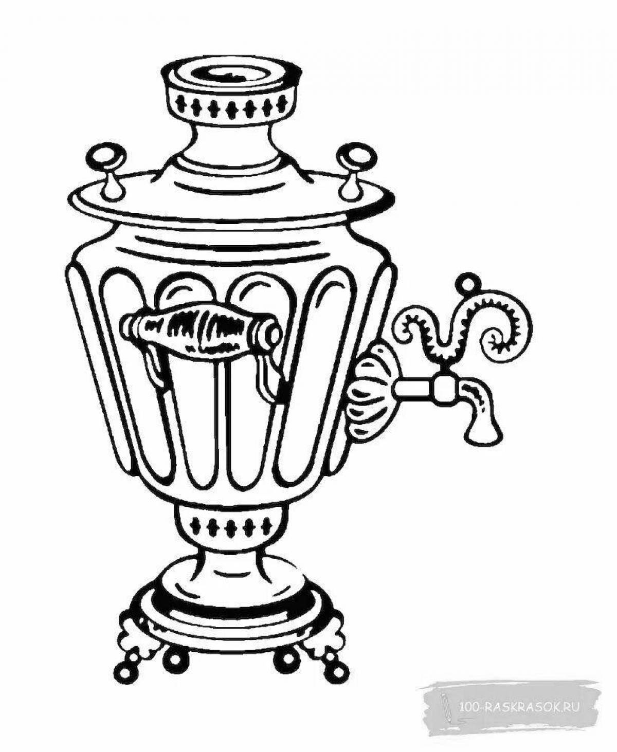 Beautiful drawing of a samovar for children