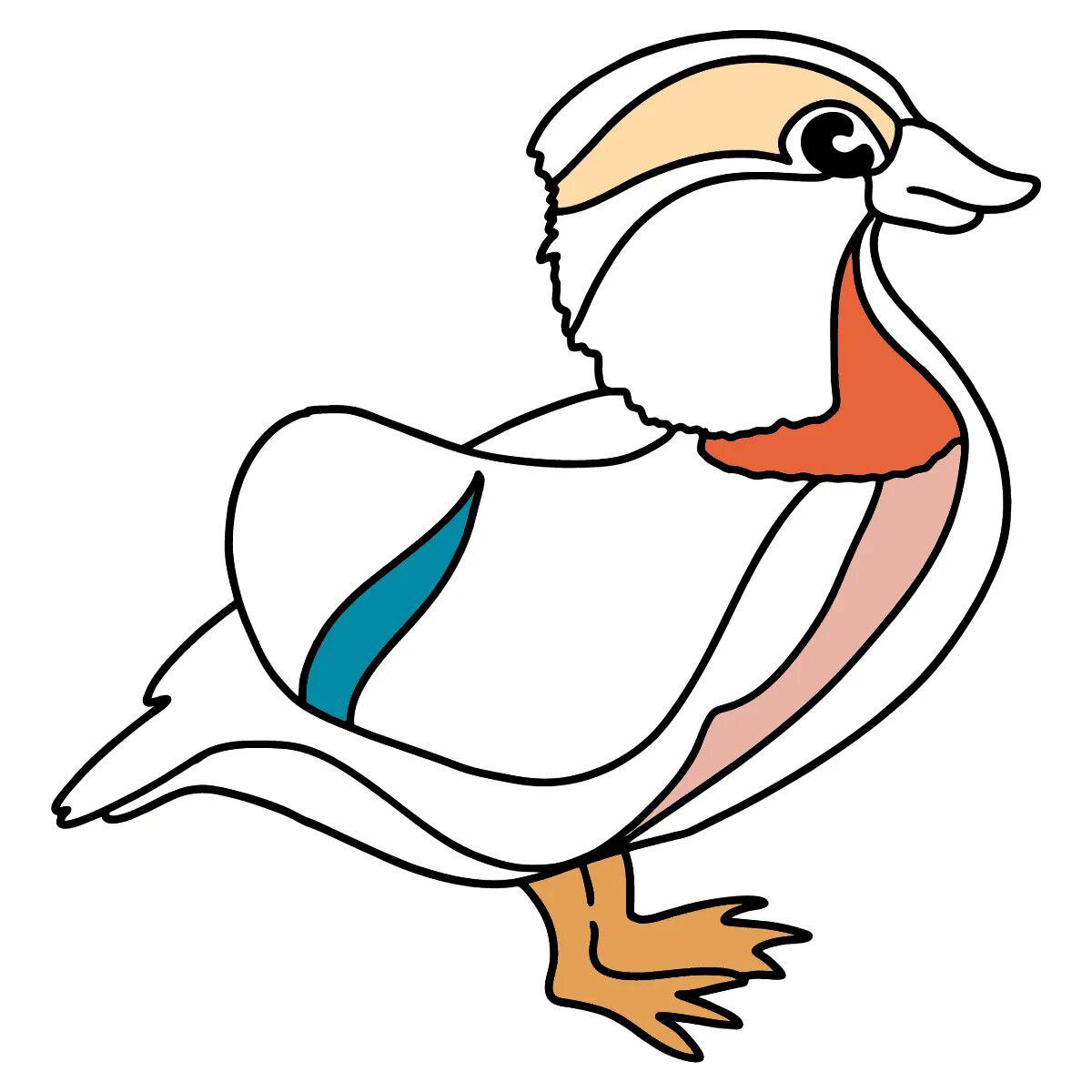 Outstanding mandarin duck coloring page for kids