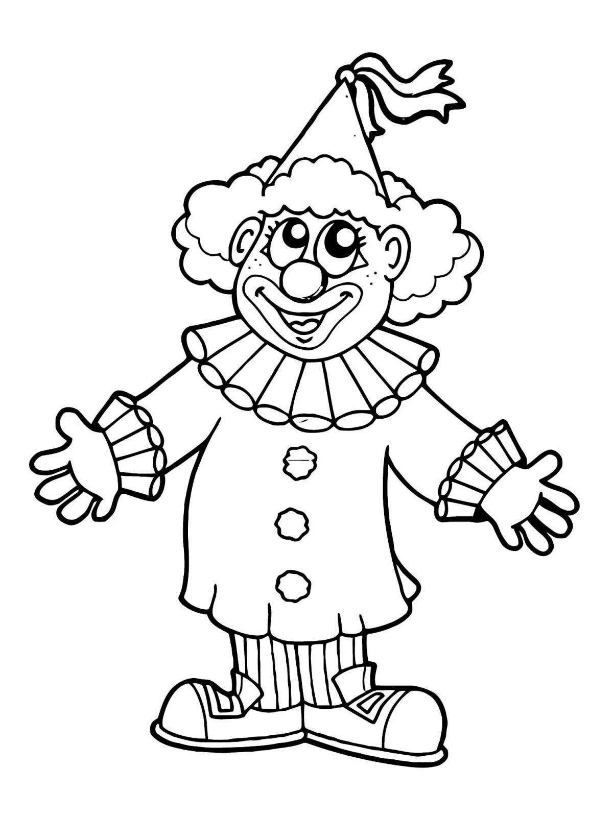 Fun coloring book visiting a clown