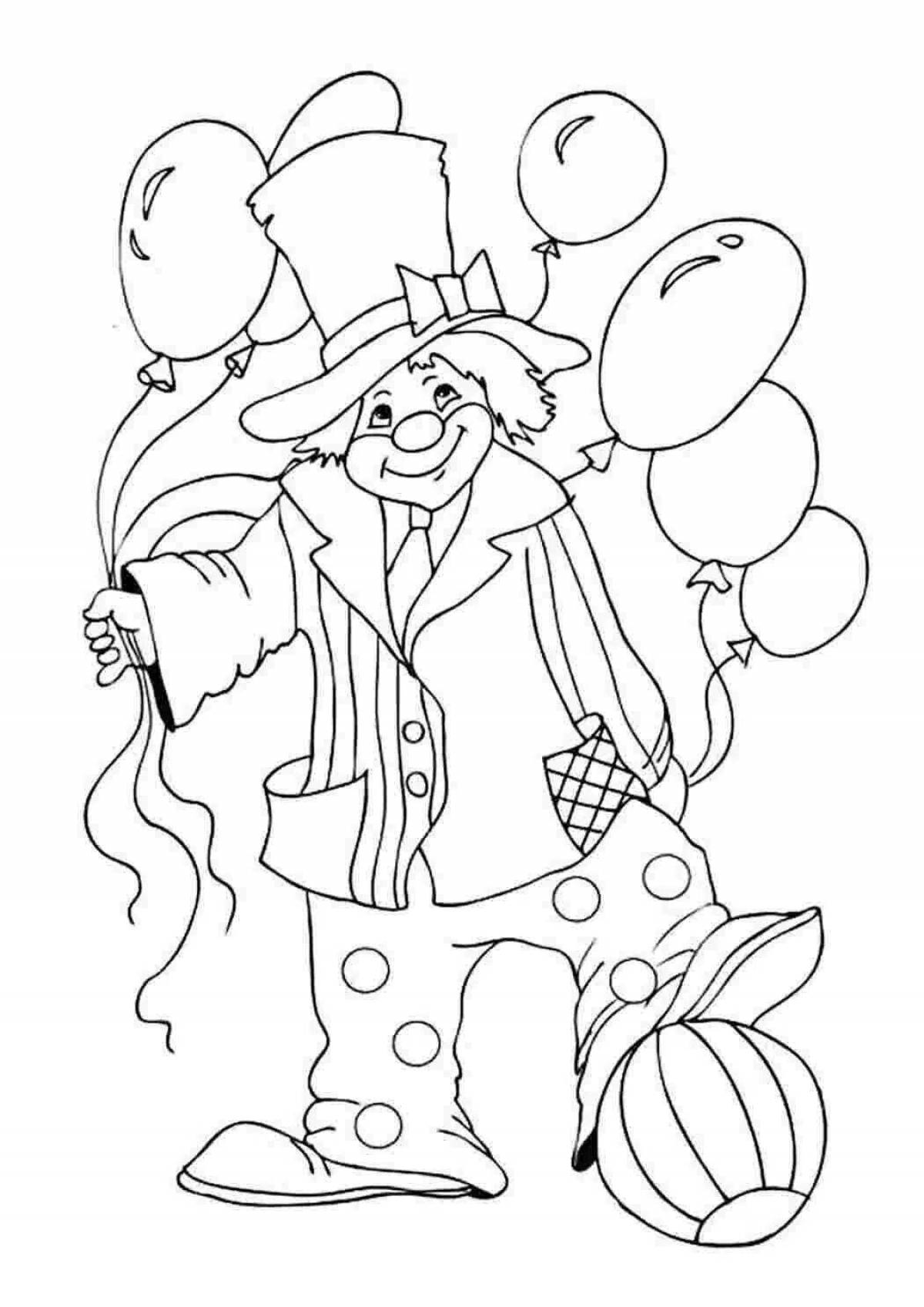Charming coloring page visiting a clown
