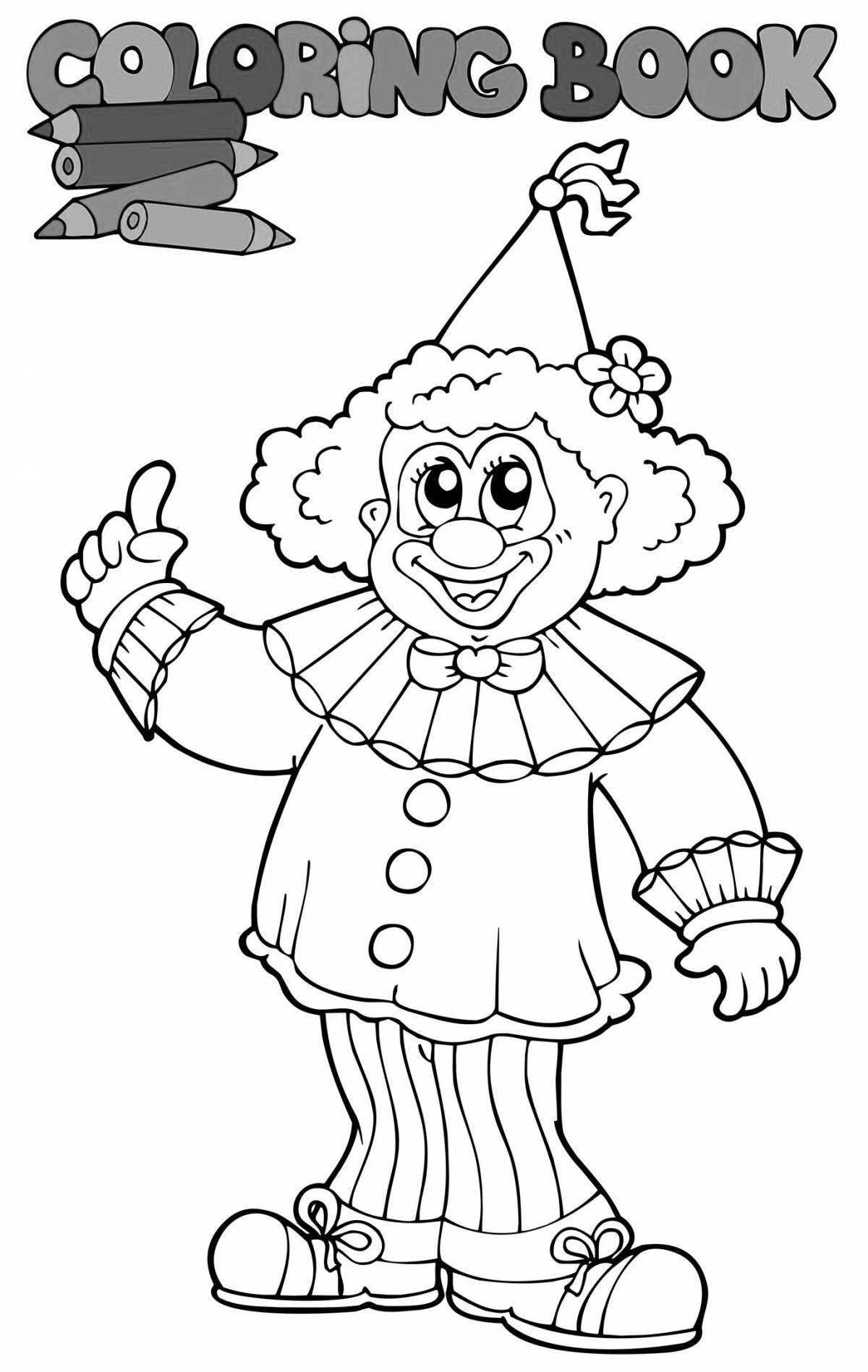 Amazing coloring page visiting a clown