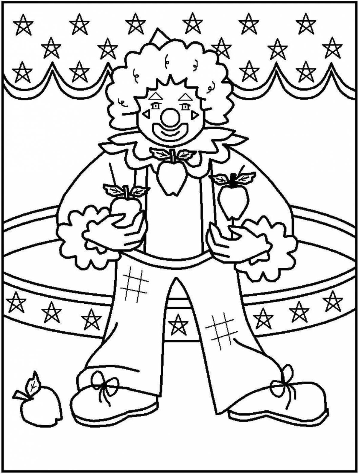 Exciting coloring book visiting a clown