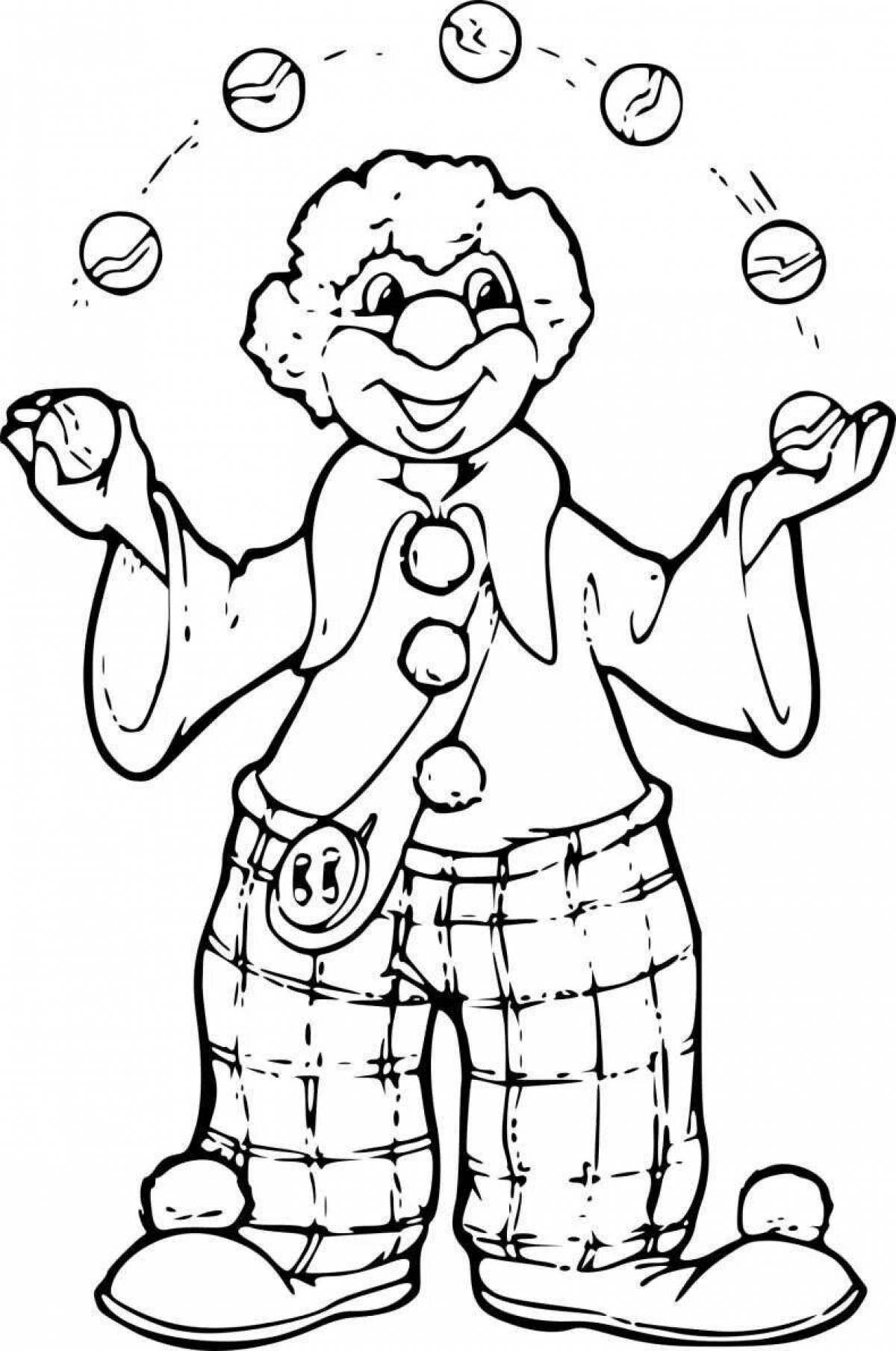 Cute coloring page visiting a clown